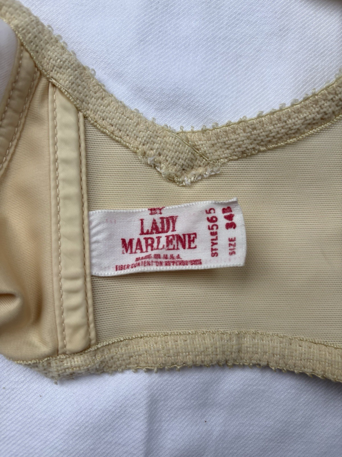 VTG Lady Marlene 565 Deep Plunge Front Closure Bra 1960s ILGWU Union Made 34B