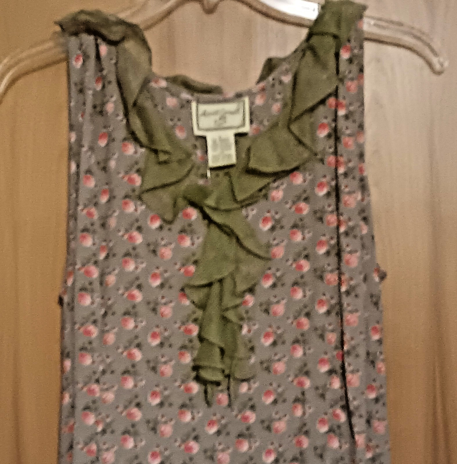 Vtg April Cornell, Rayon Midi/Maxi Summer Dress, Pistachio/Raspberry Red, NWT, L