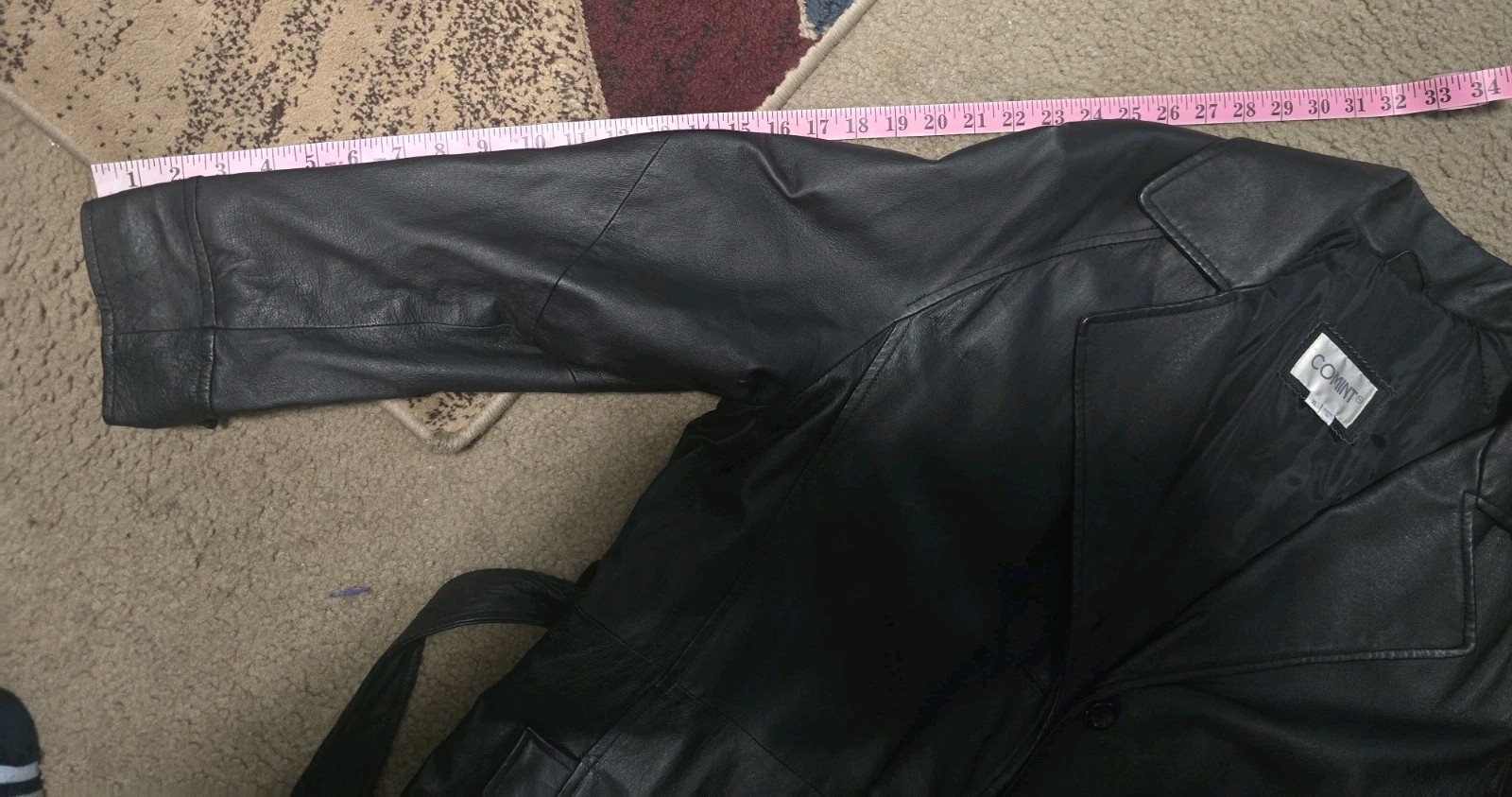 COMINT Vintage Leather Trench Coat with Belt Womens Size XL
