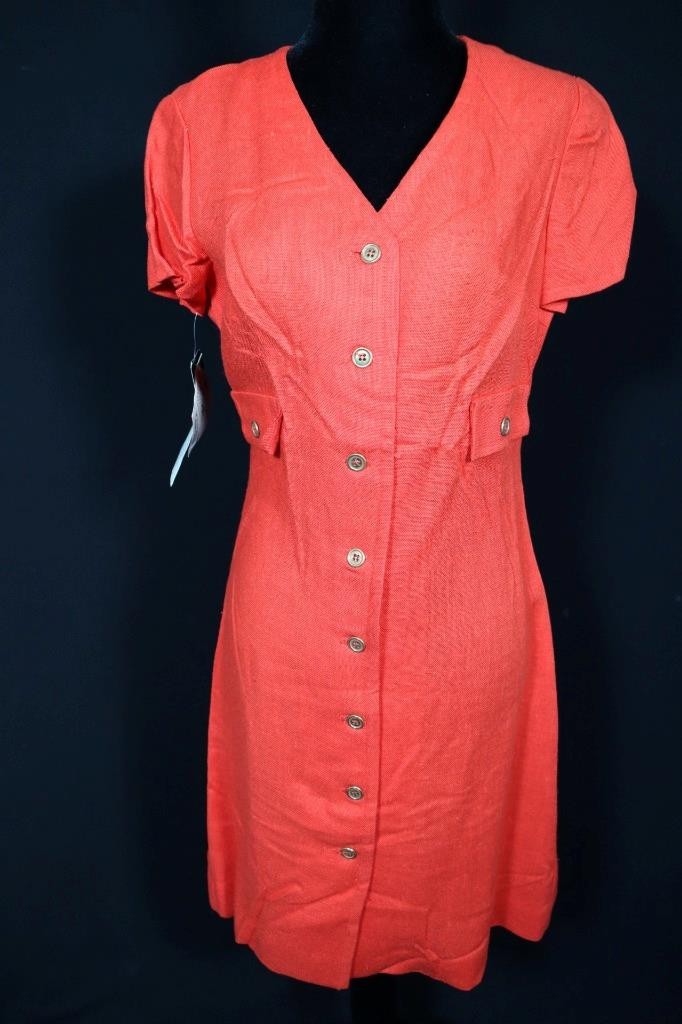 Vintage Deadstock 1960&rsquo;S Never Worn Orange Rayon Silk Dress With Tags Size 4-6