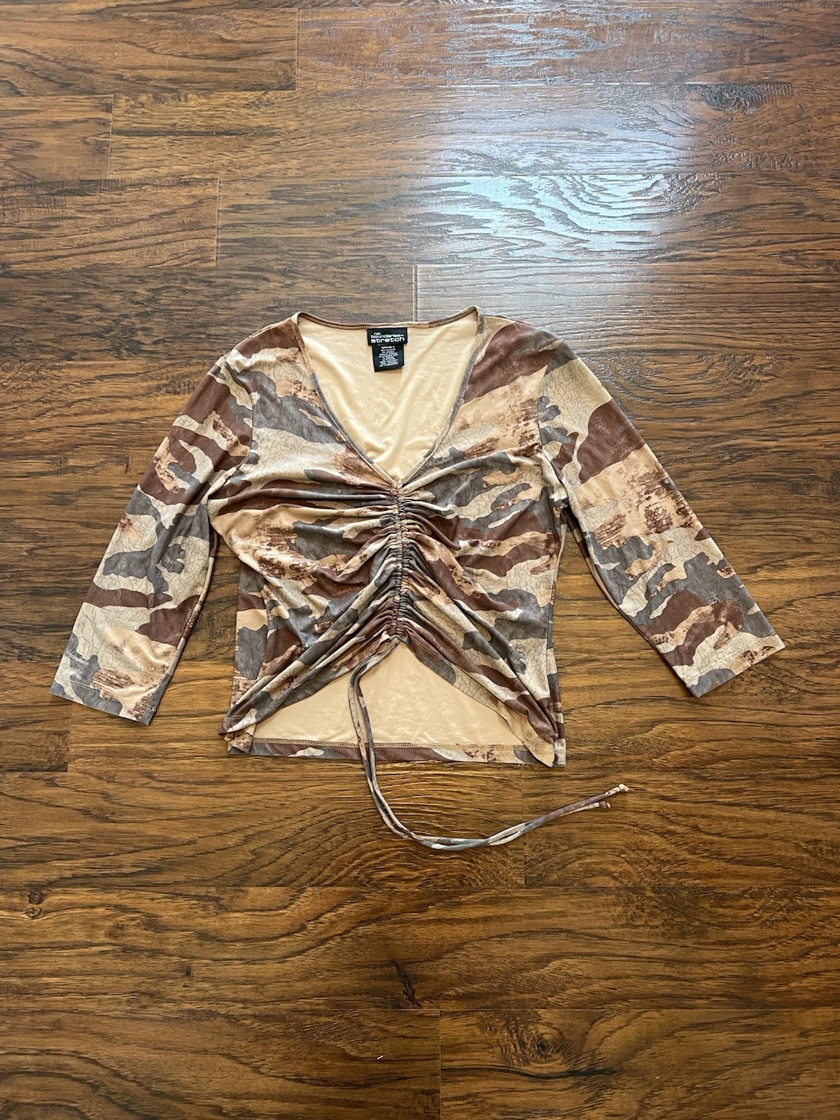 Vintage Y2K No Boundaries Camo Ruched Top Women&rsquo;s Size XL Juniors