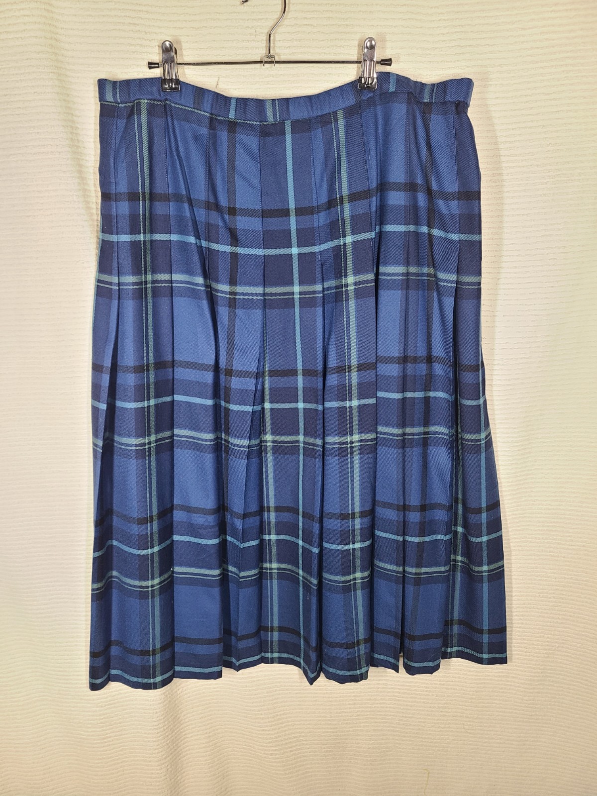 Pendleton Pleated Skirt Plus Size 18W New w Tags Blue Plaid 100% Wool Classic