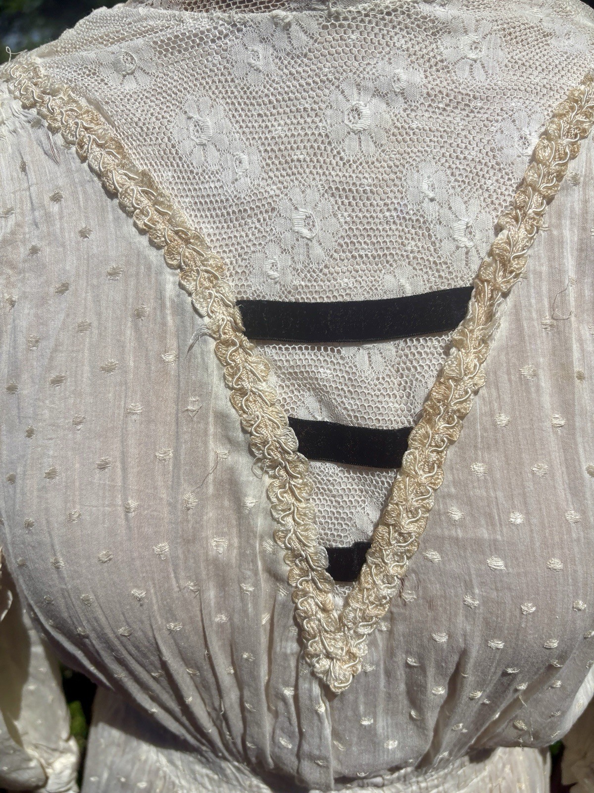 🍇 Antique Edwardian Cream Cotton Embroidered Tea Dress Lace Bridal Wedding