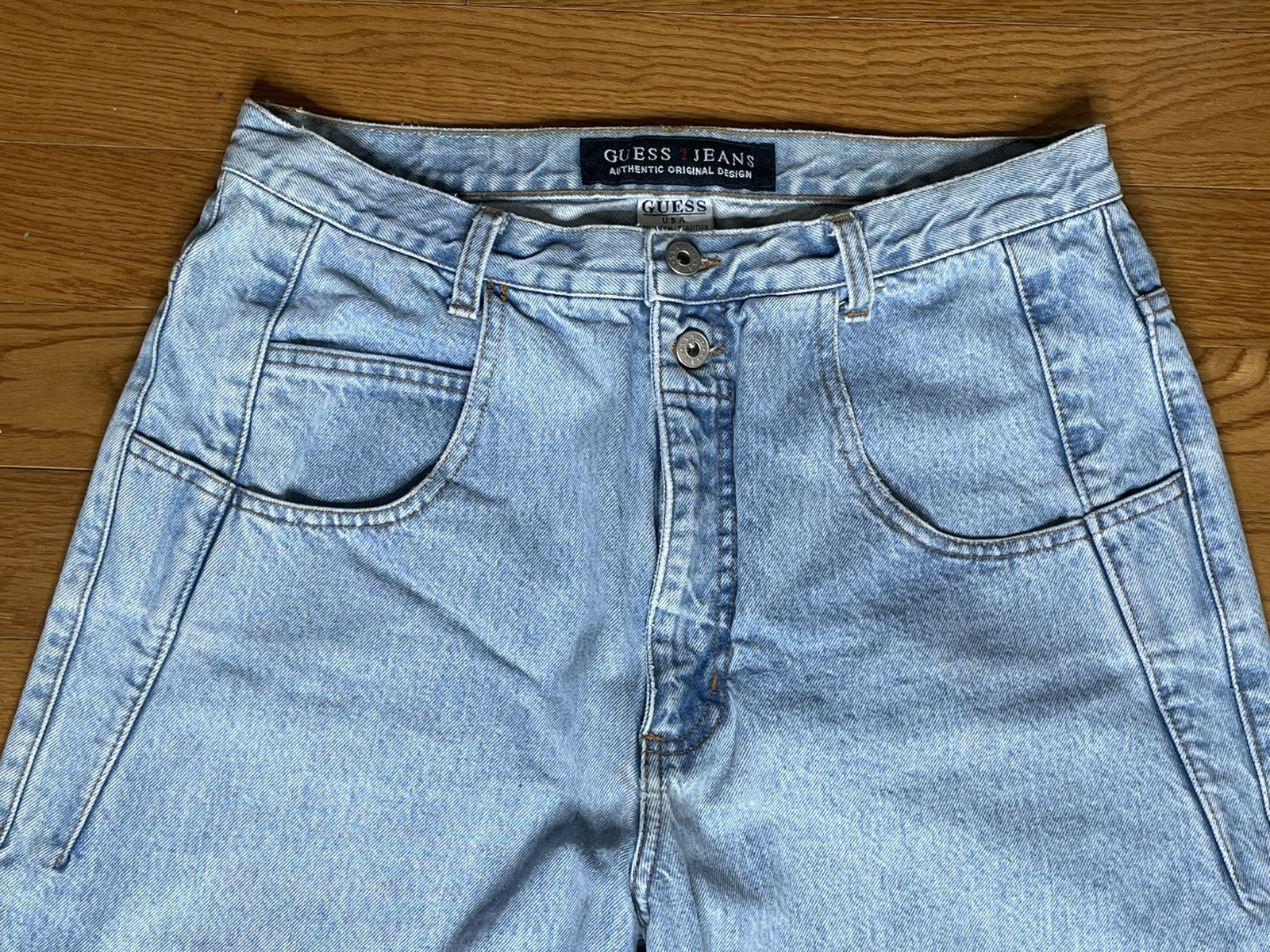 Guess 34×30 Actual 33×30 Mom High Waist Denim Taper Leg Y2K Double Button Jeans