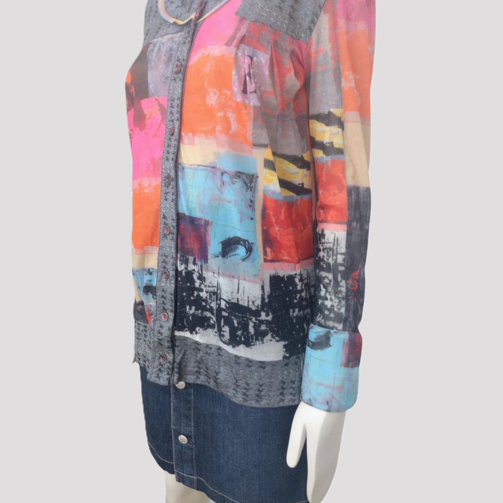 Vintage Adventures des Toiles Artwear Blouse Jacket Abstract Print Painted 38 M