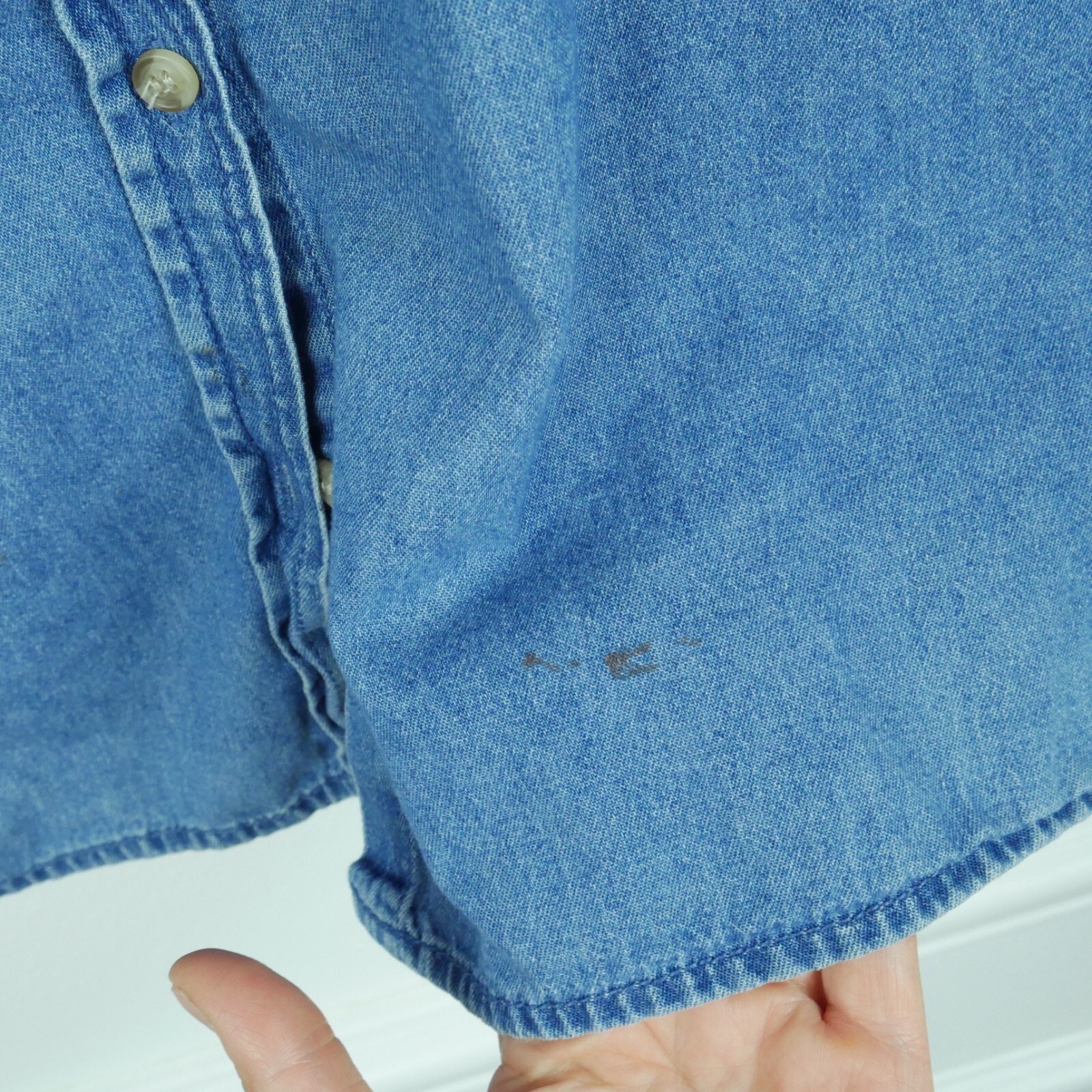 Vintage 18 W Top Chambray Embroidered Fall Pumpkins Grannycore Cottagecore