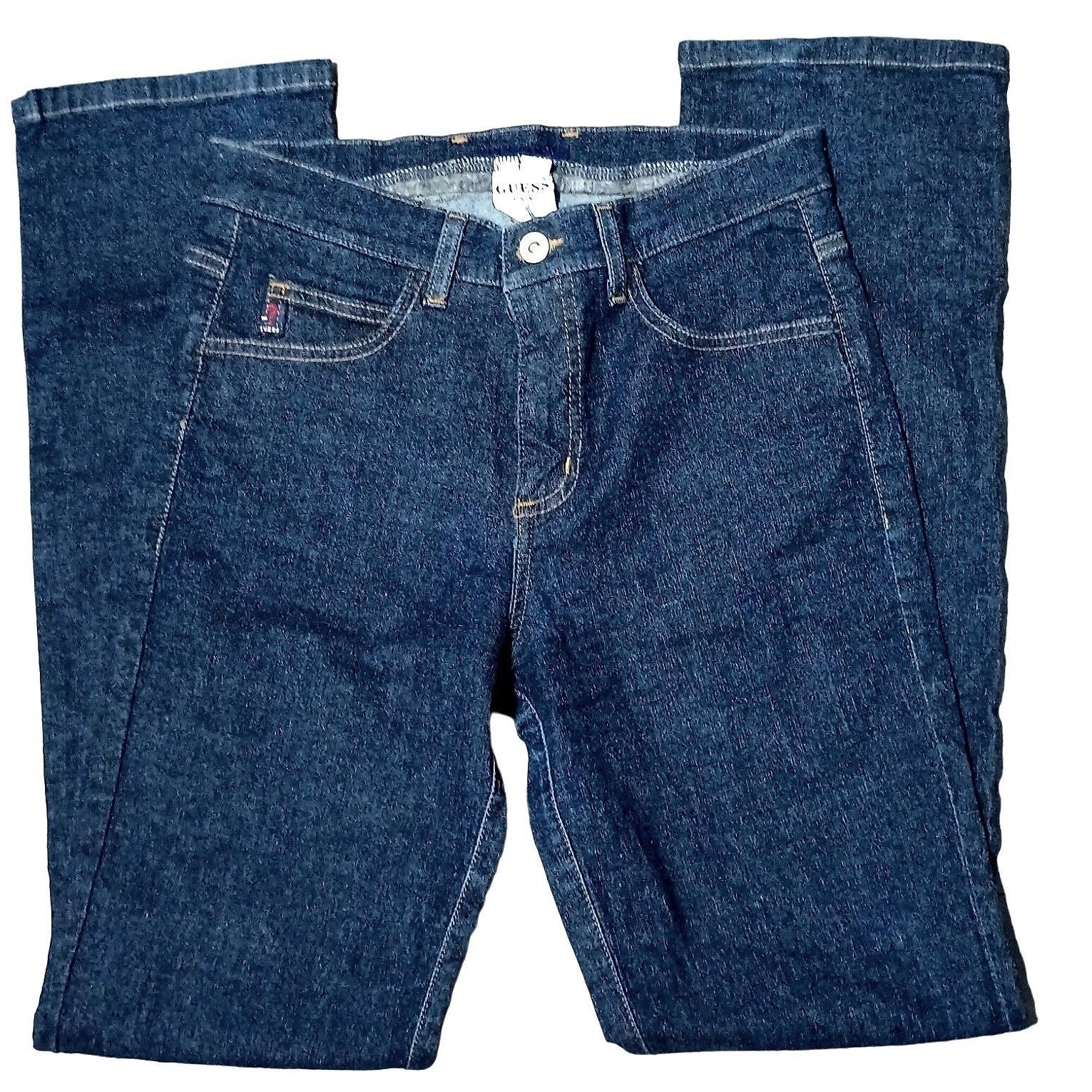 Vintage 90s Guess Jeans Women 28 Dark Wash Straight Leg High Rise Denim 57061