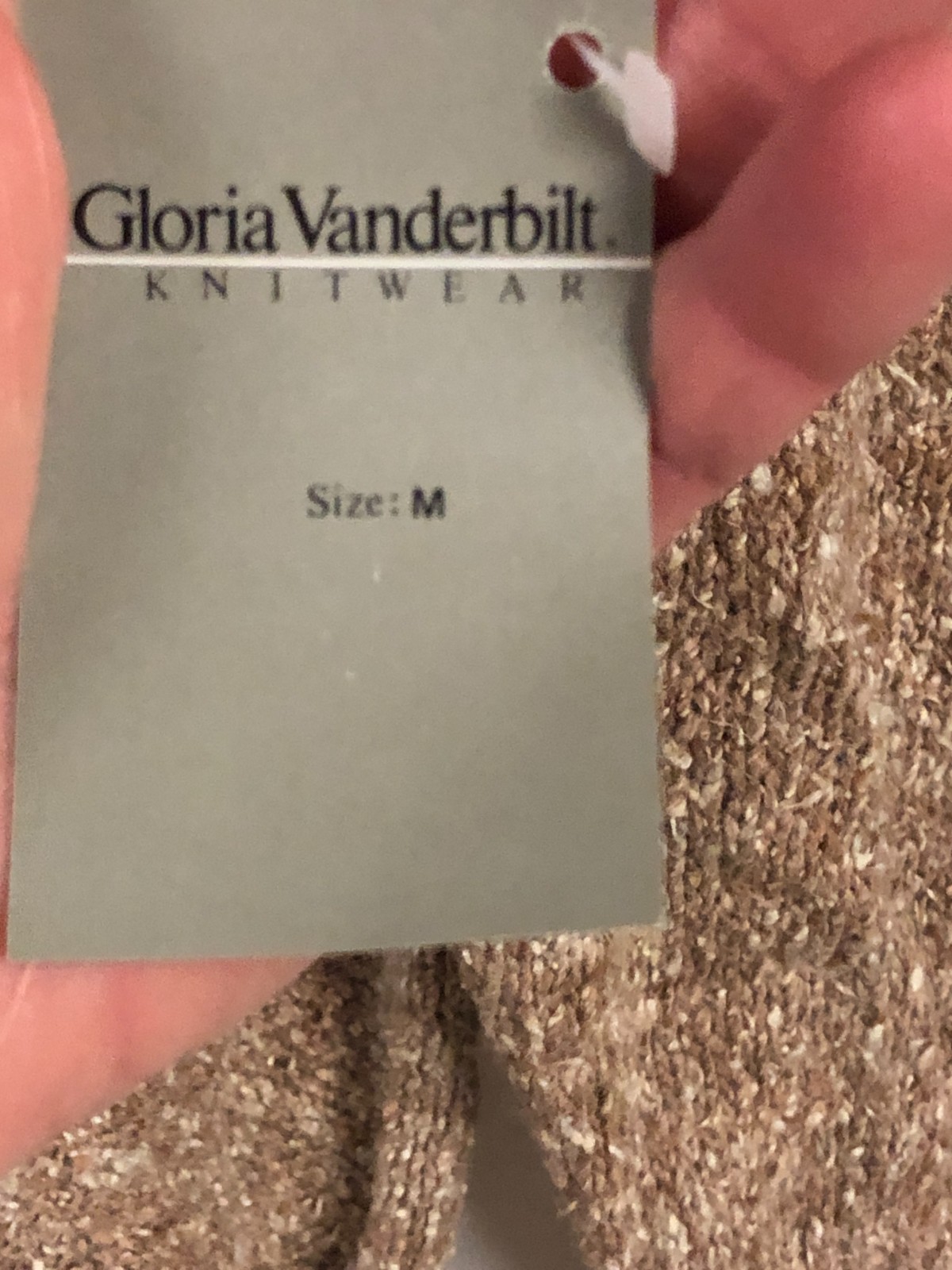 Gloria Vanderbilt Vintage Sweater Beige Pullover Silk Angora Blend Medium NOS