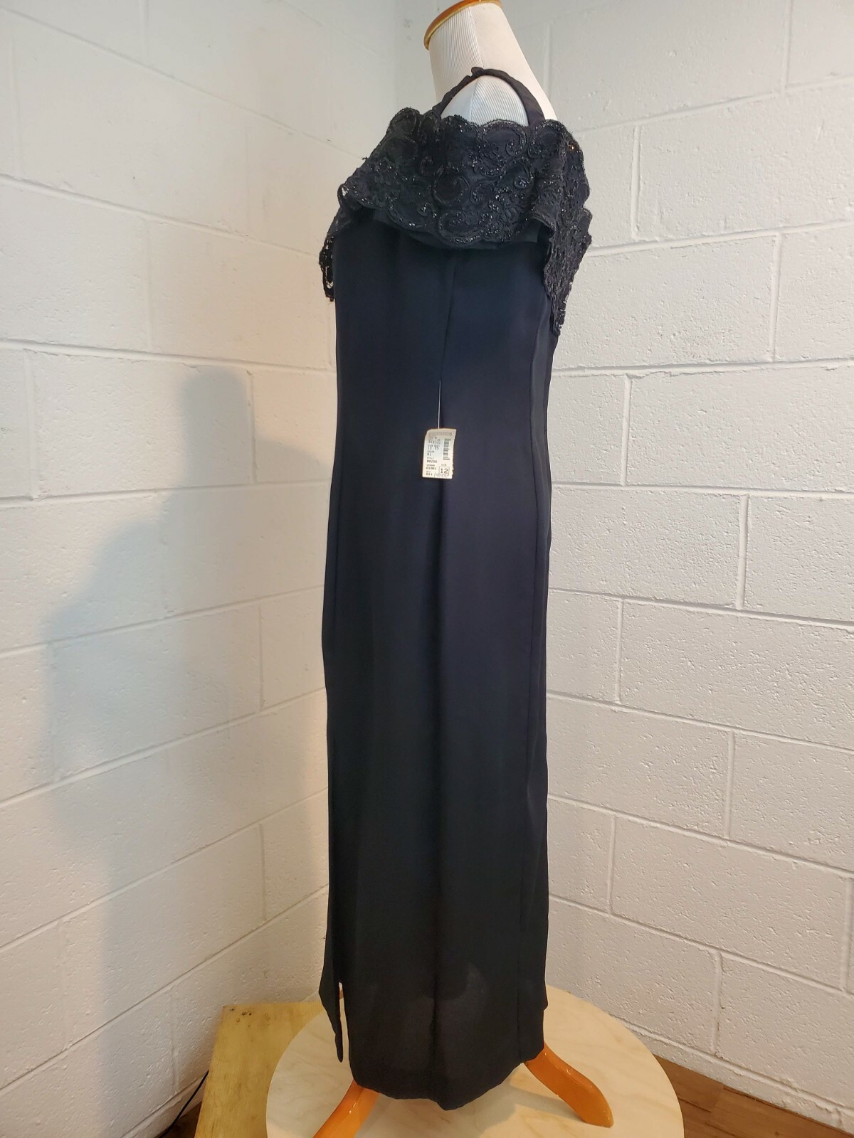 Gantos Evening Chic Vintage 80s Black Evening Gown Dress NWT Dead Stock Size 12