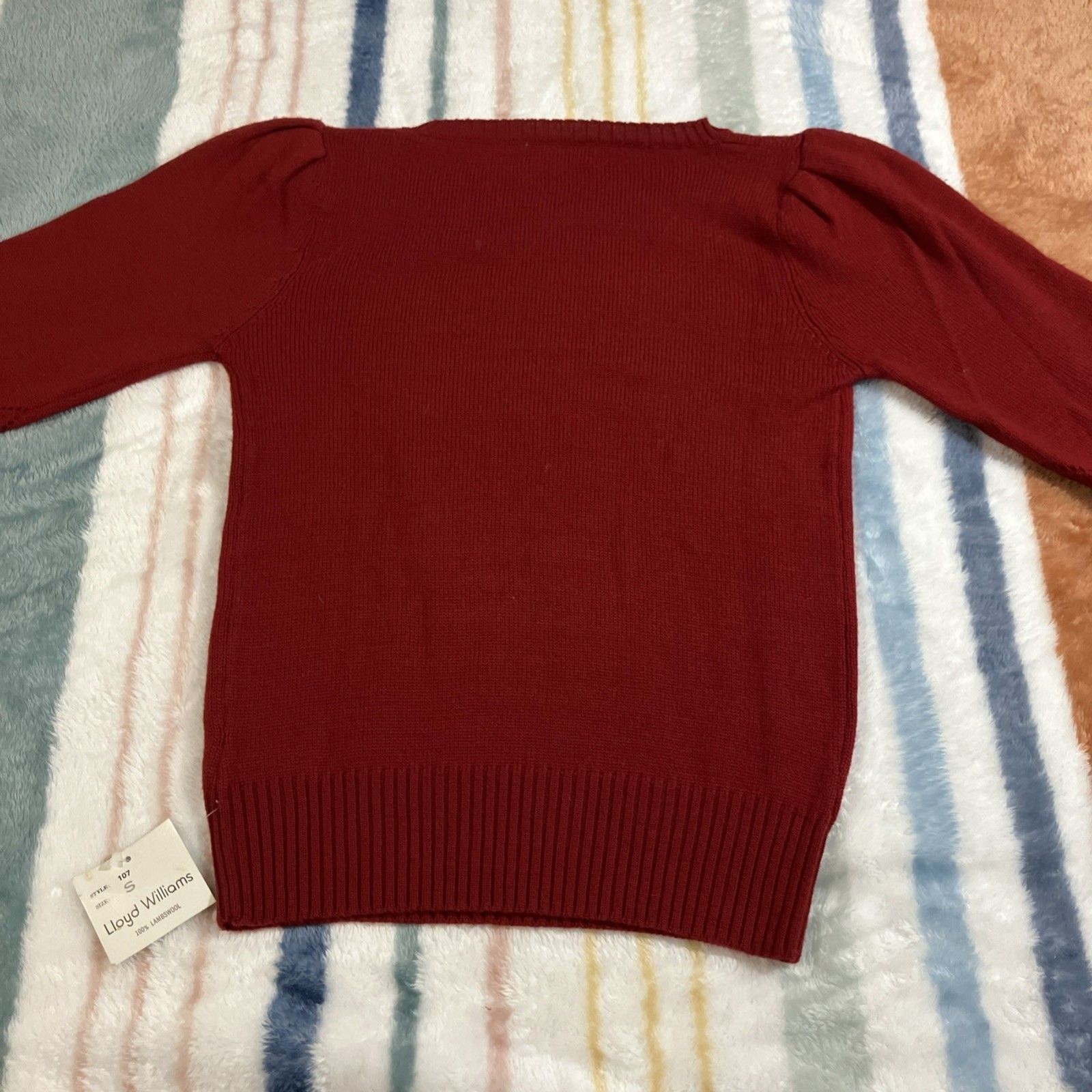 Vtg Lloyd Williams Sweater Womens Small Lambs Wool Argyle Puff Shoulder Vtg 715