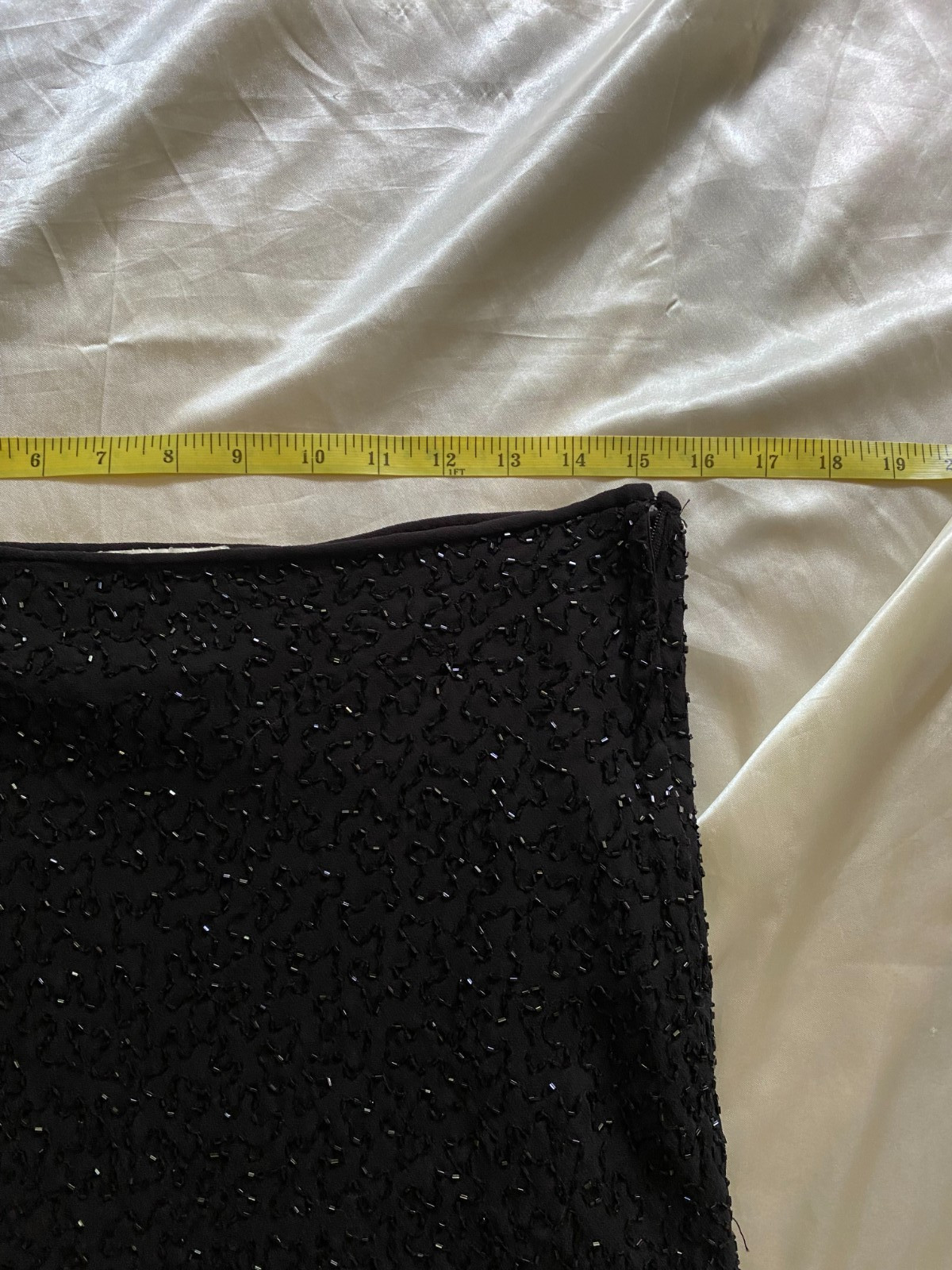Vintage 1990s Black Chiffon Fully Beaded Skirt Boho Glam Fairy Whimsygoth XL