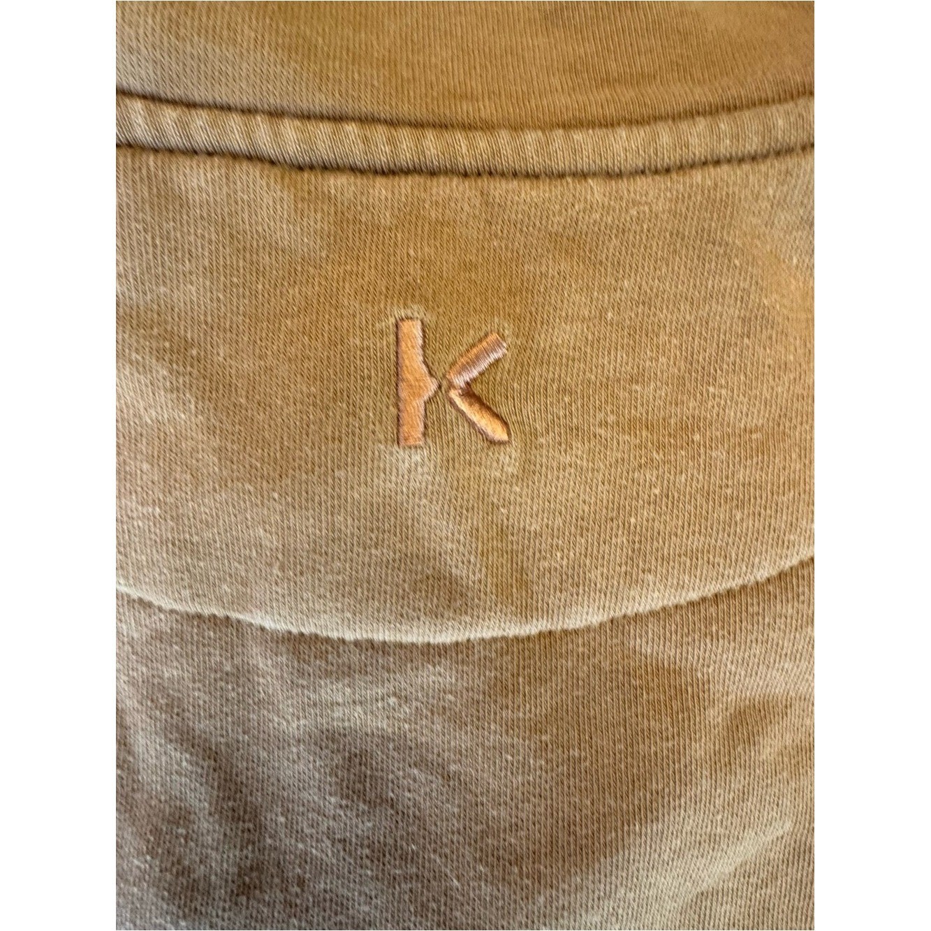 Kenzo Camel Mustard Cropped Funnel-Neck Sweatshirt Quarter Zip Vintage Rare S