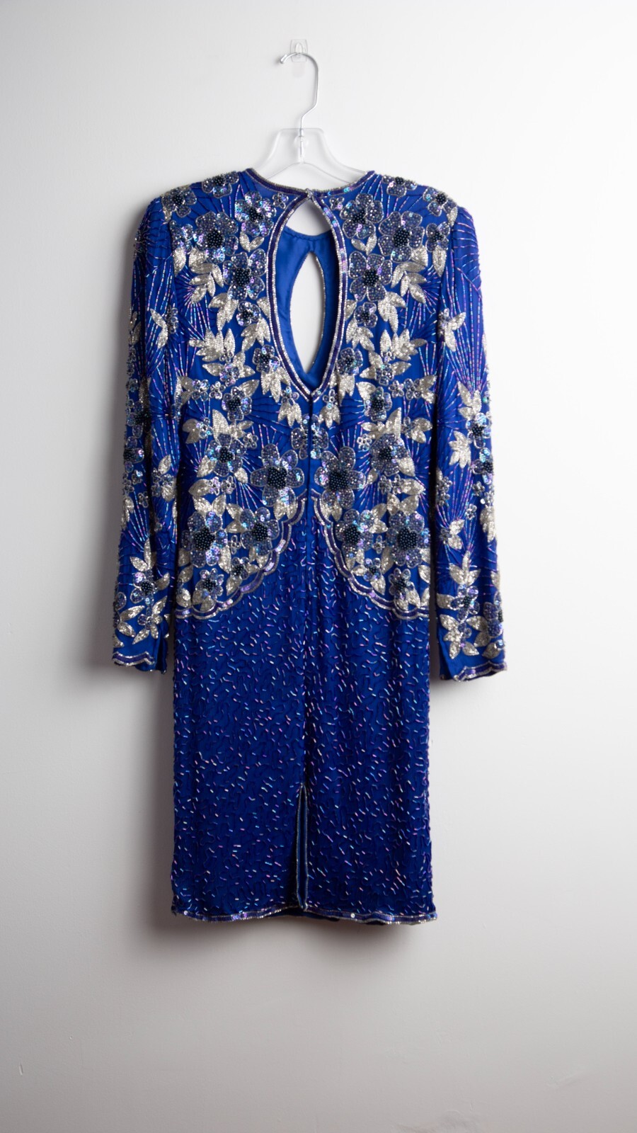 Fully Beaded Laurence Kazar Blue Evening Dress