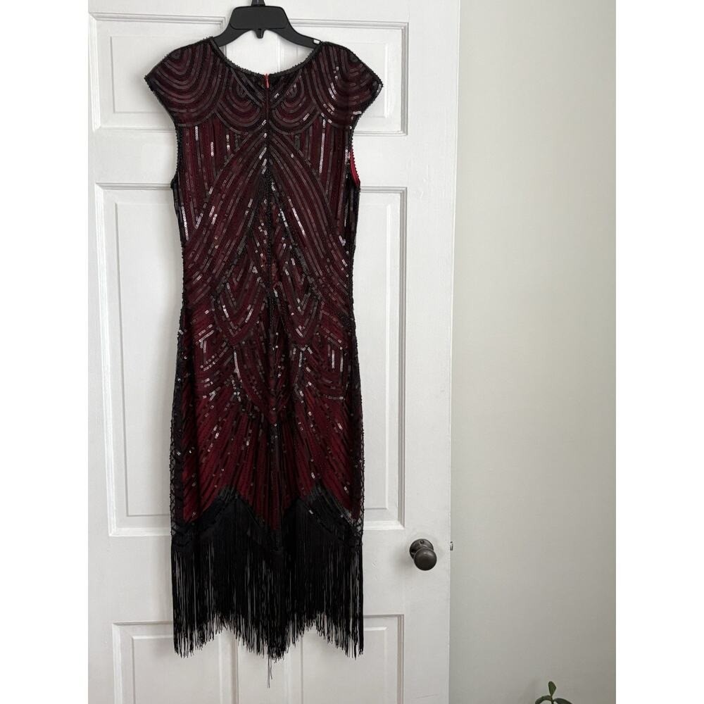 Classic Flapper Style Red & Black Dress Art Deco Glam Old Hollywood | M