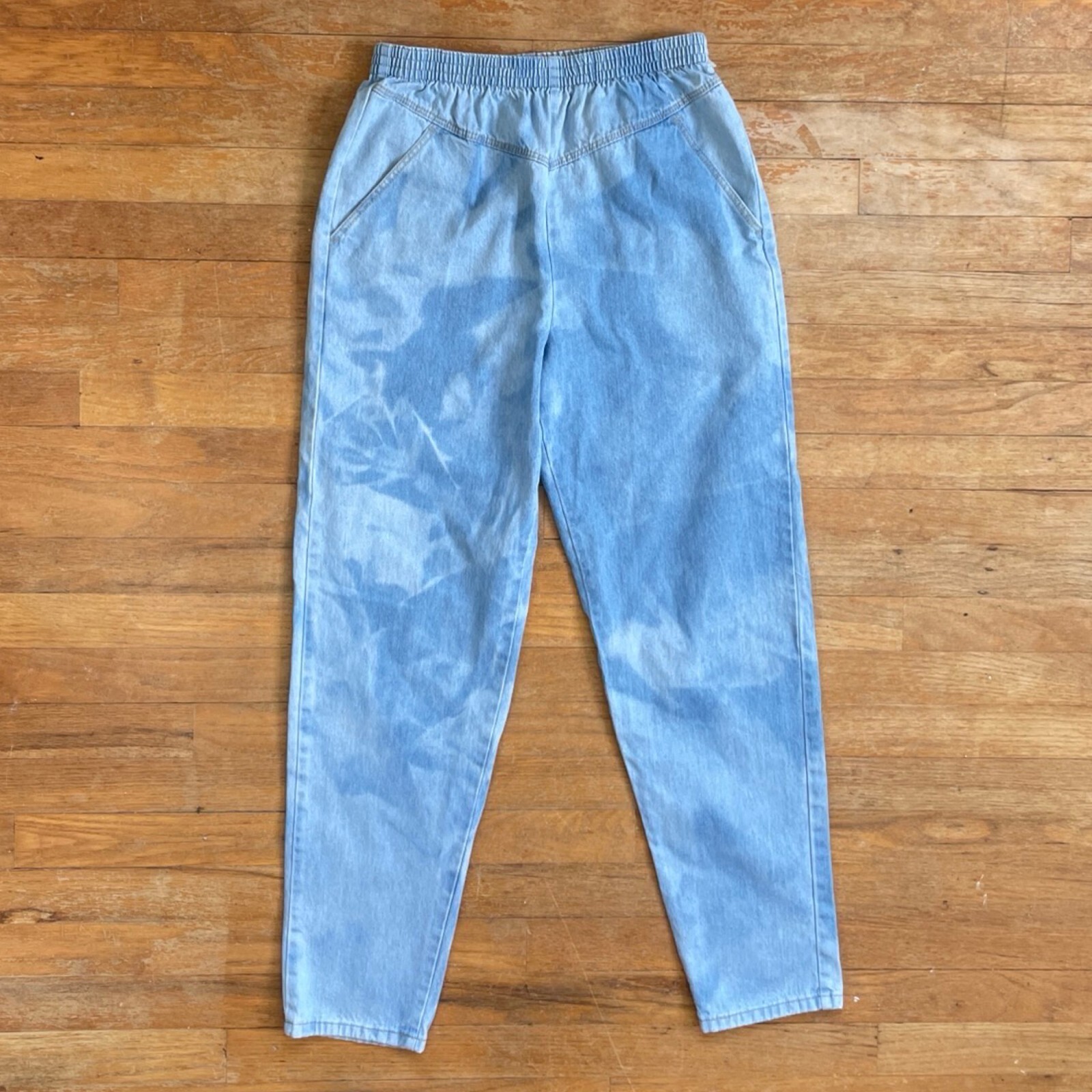Vintage High Waist Tie Dye Jeans Size Medium/Large 29-31&Prime; Elastic Waist 1990s