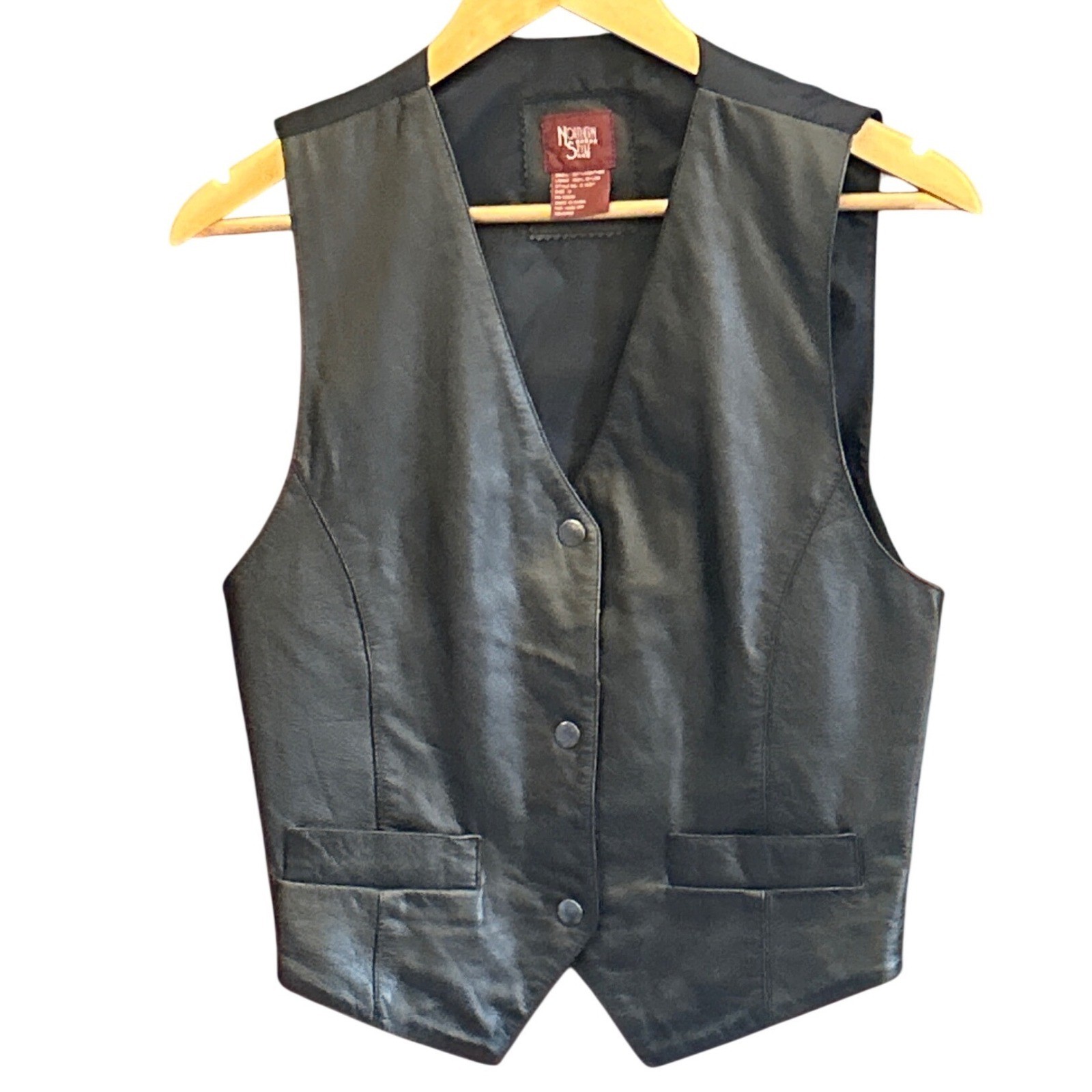 Vintage 90s Northern Style Leather Vest Biker Western Rodeo Moto Indie Rocker