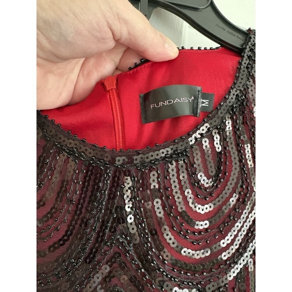 Classic Flapper Style Red & Black Dress Art Deco Glam Old Hollywood | M