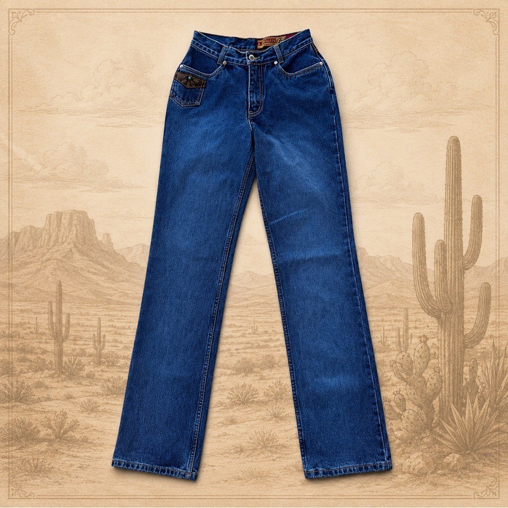 Vintage Lawman Western Jeans High Rise Slim Straight Cowboy Cowgirl Denim 25×33