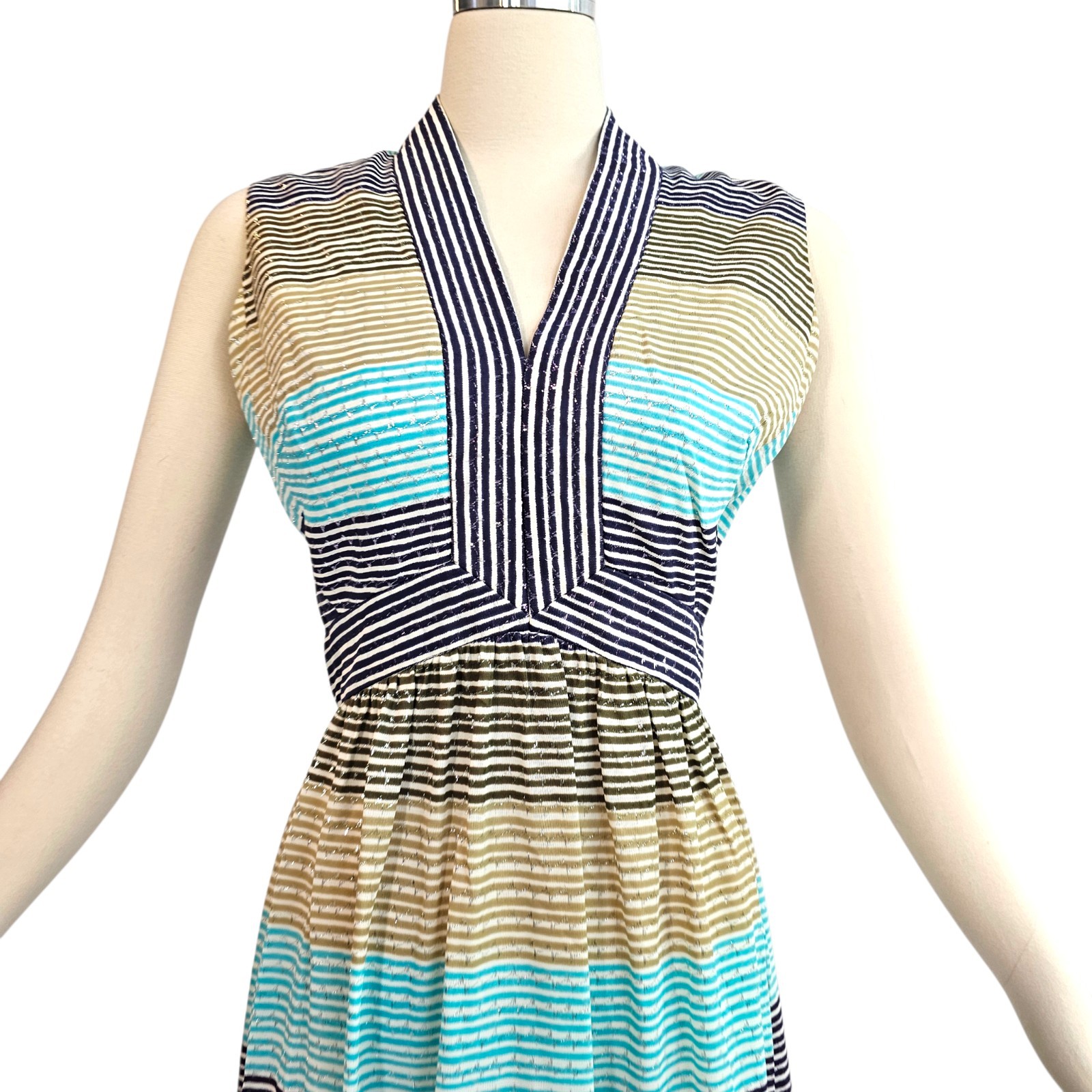Vintage 1960s 70s Dress Sundress Striped Tiered Young Dimensions Romantica