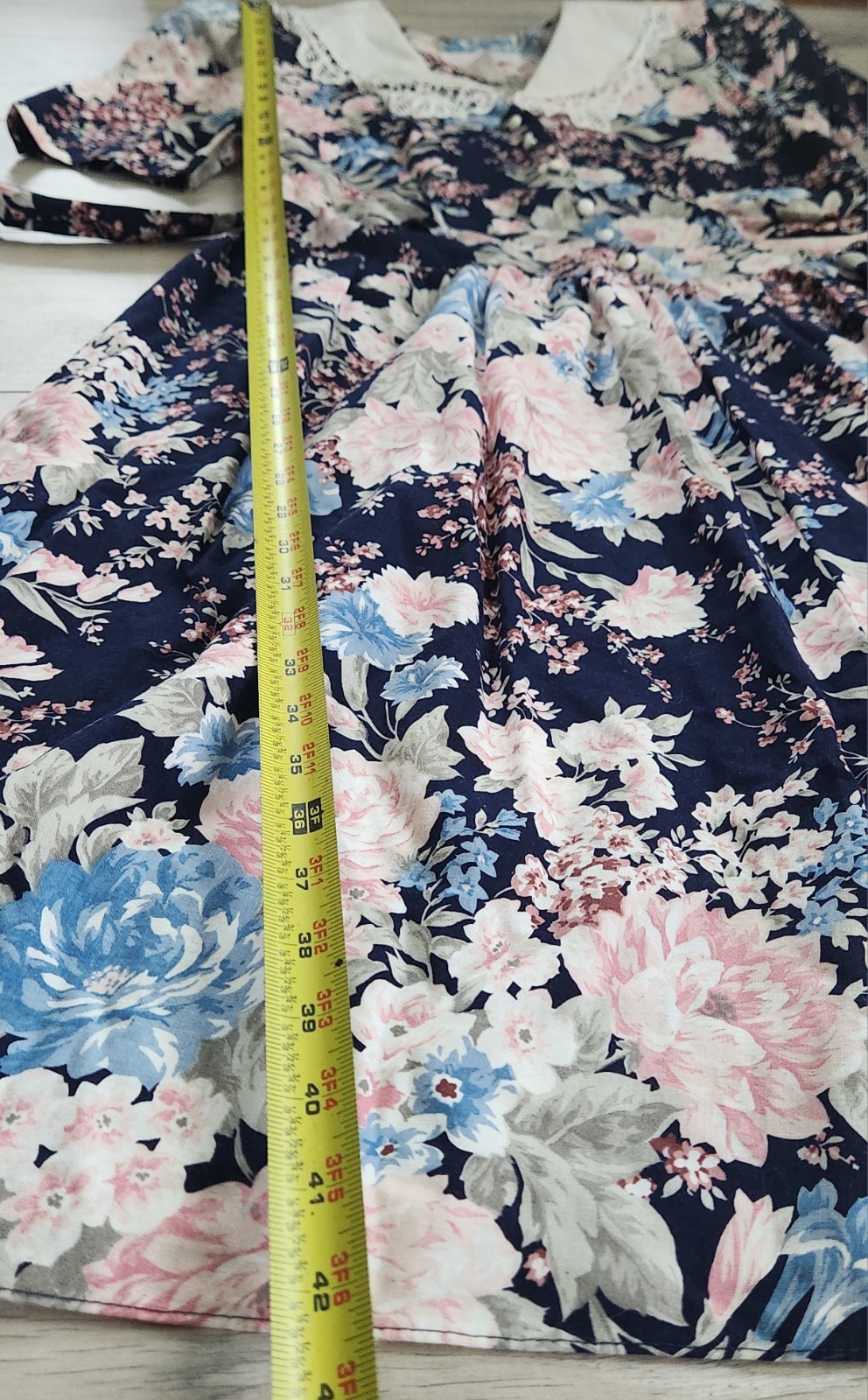 Sweet Miranda Blue Multicolor Floral Short Sleeve Dress Cotton Vintage Size 14