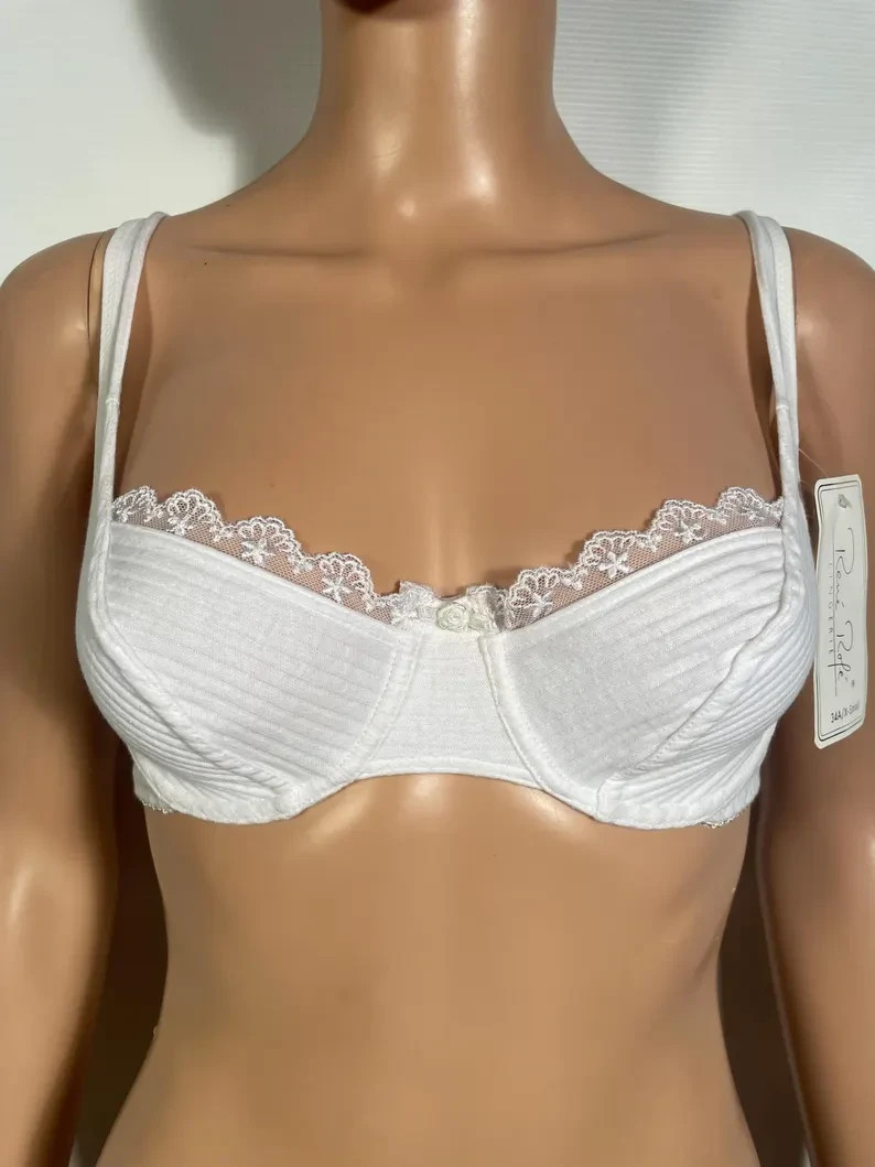 Vintage 1990s Deadstock Cotton Underwire Bra Size 34A XS