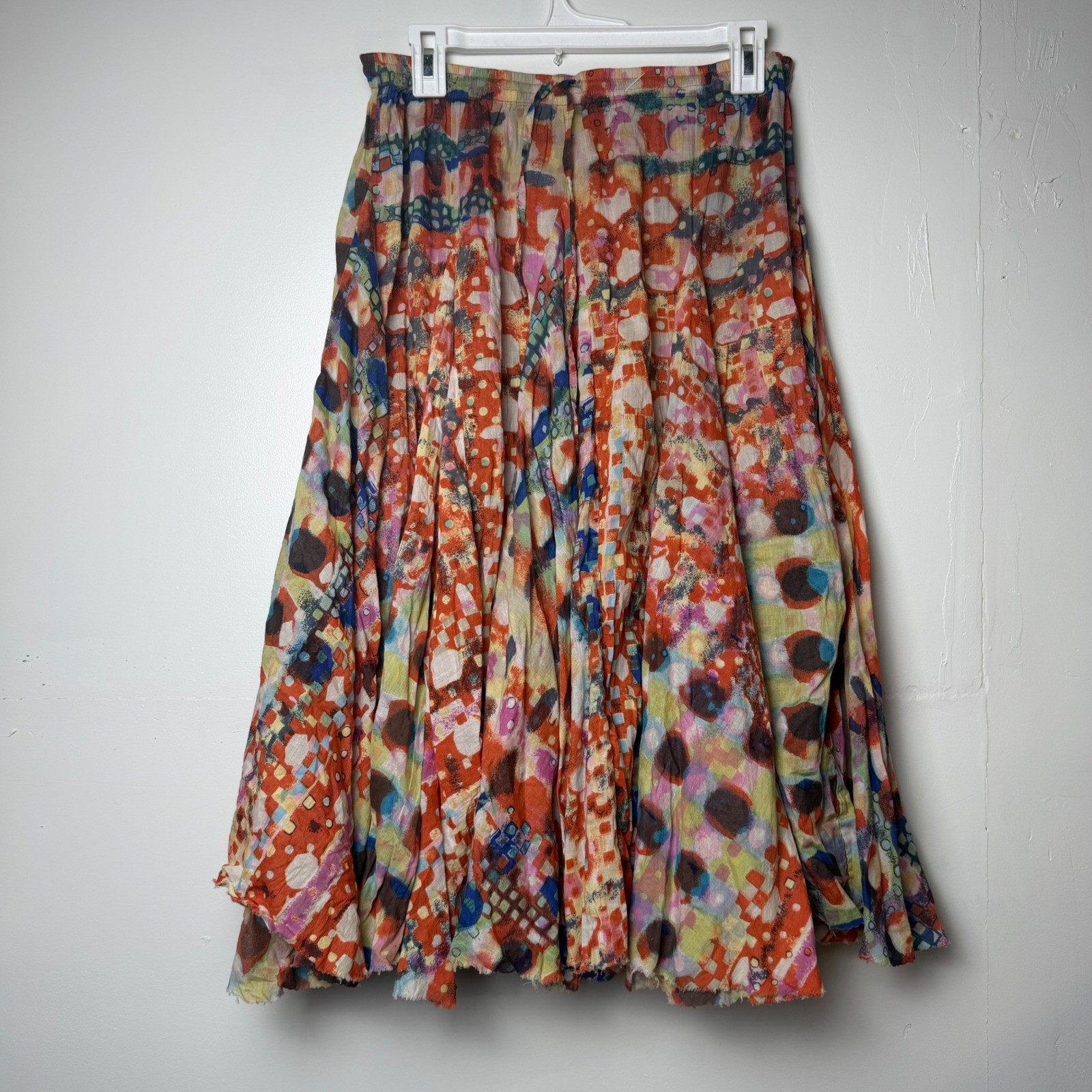 VTG Sandy Starkman Boston Proper Midi Skirt Fairy Eclectic Raw Dyed Patchwork XS