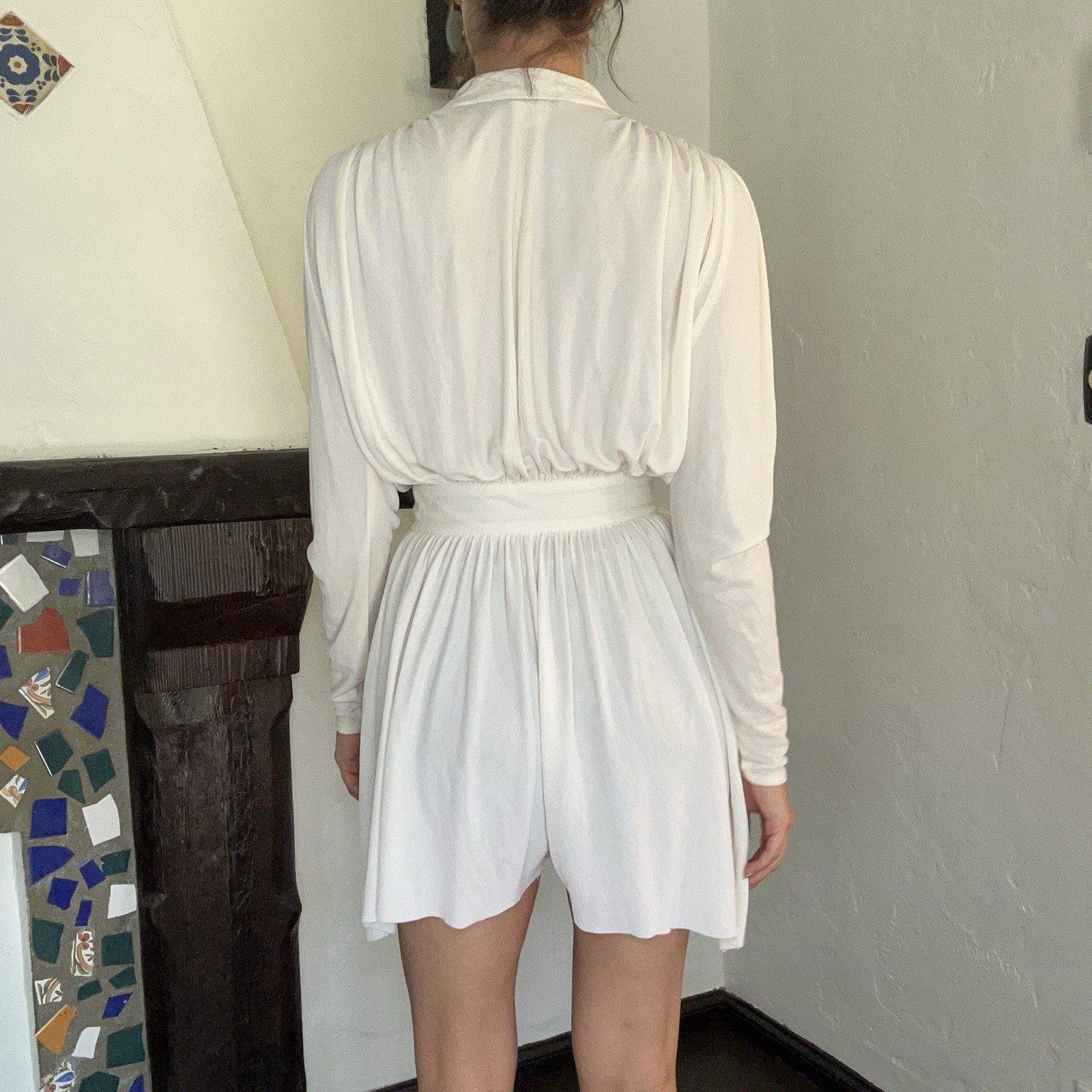 Vintage White Nylon Jumpsuit Made In France Renaissance Style