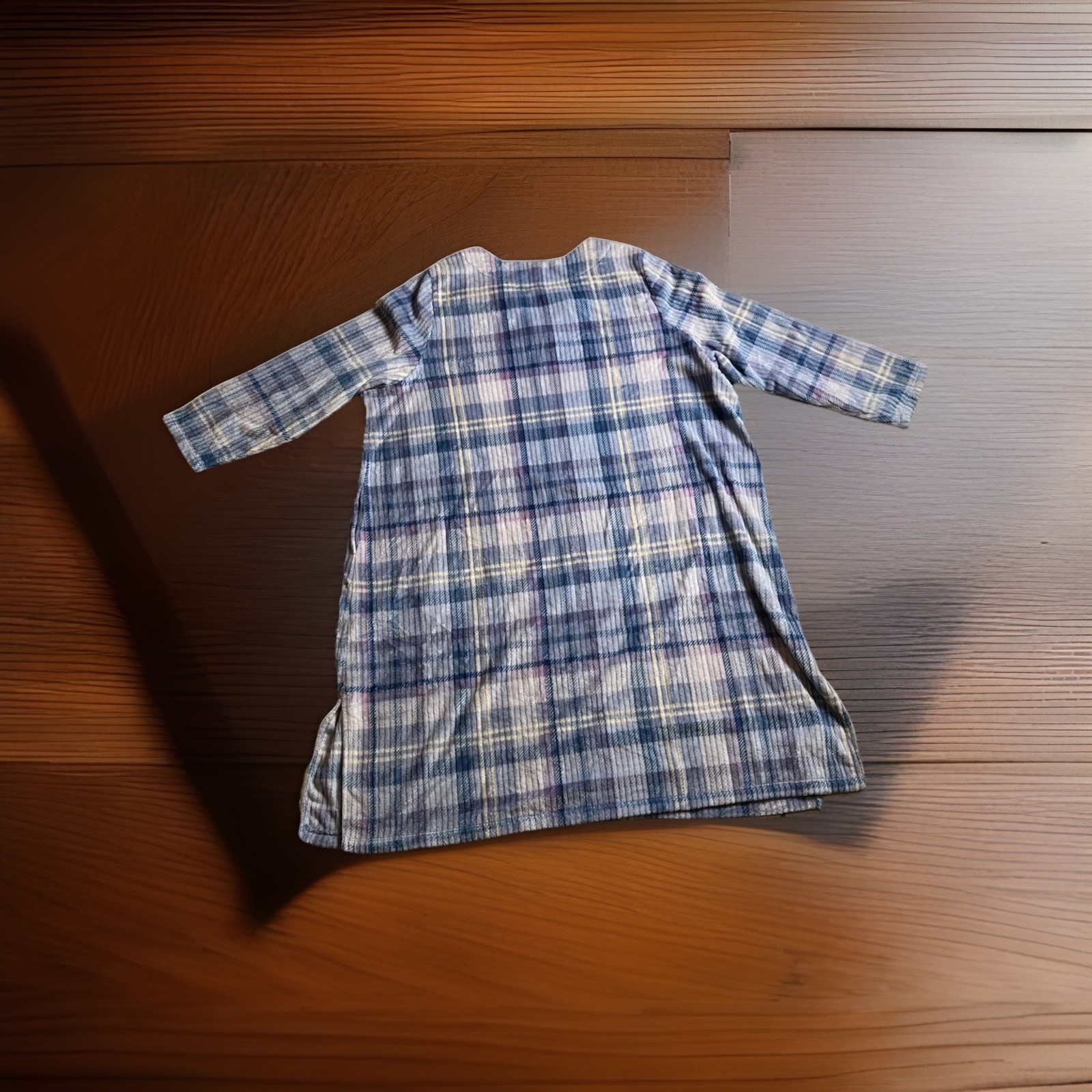 STAN HERMAN Size LARGE Bath Robe Housecoat Lounger Plaid Poly Sz3XL