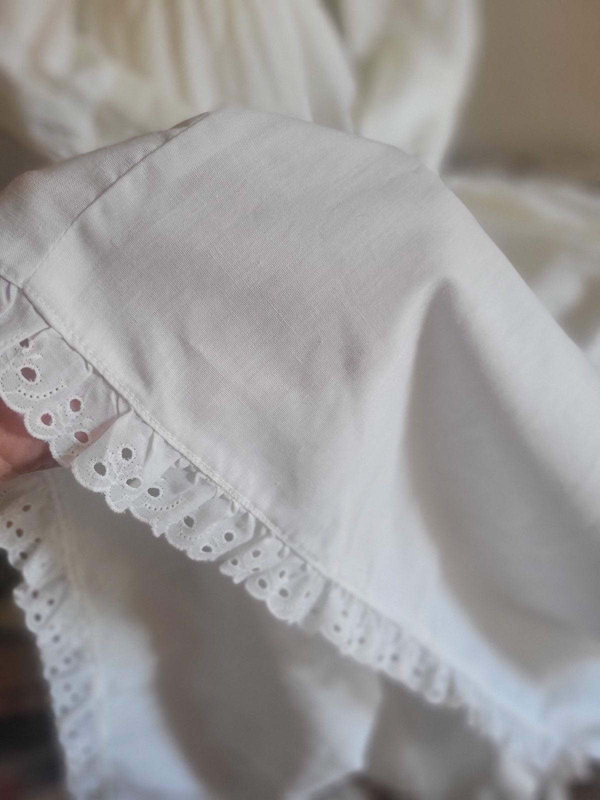 Gunne Sax by Jessica White Eyelet Lace leg o mutton Sleeve Scoop Neck size11