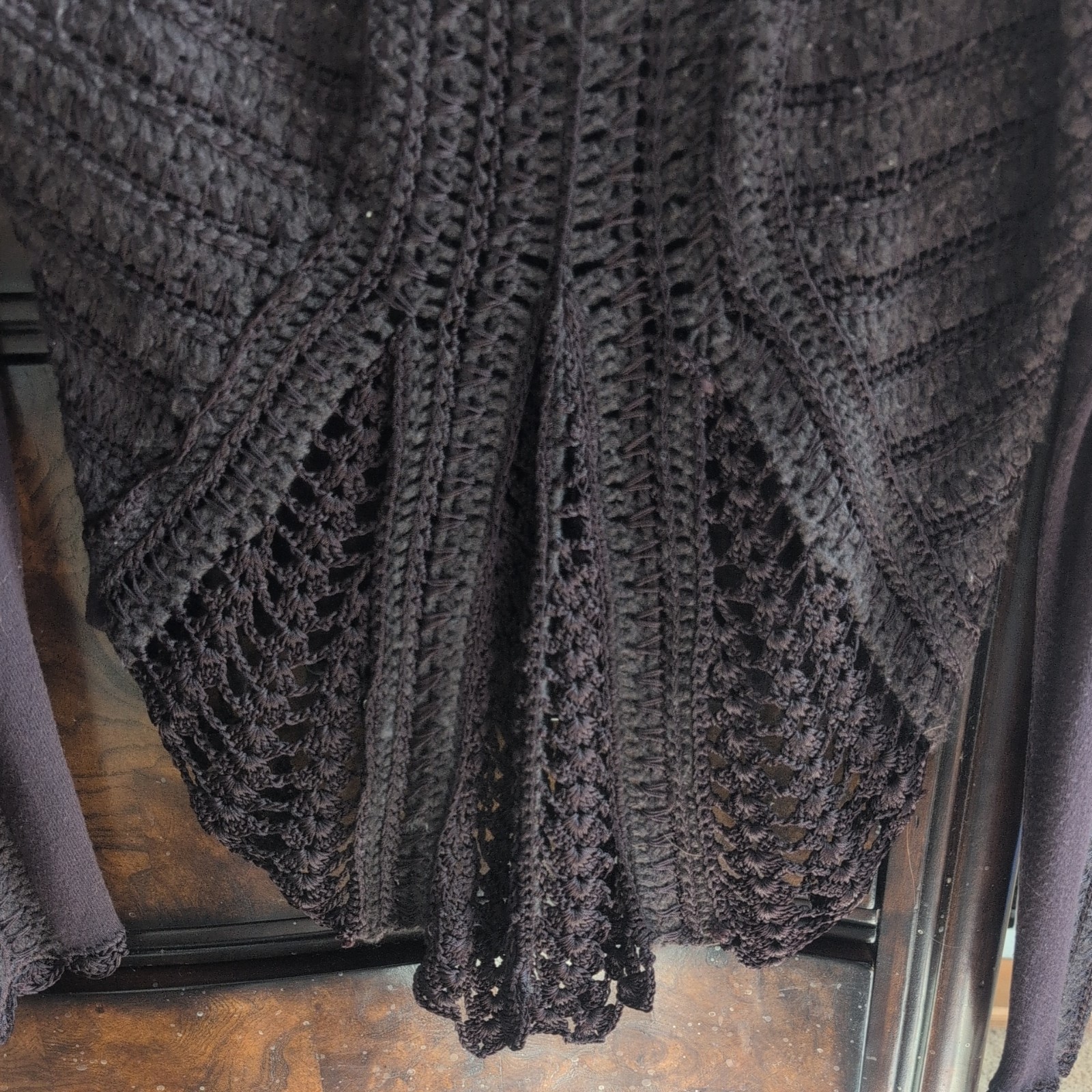Brown Crochet Open Knit Turtleneck Pullover Sweater , Fall/ Spring, Winter