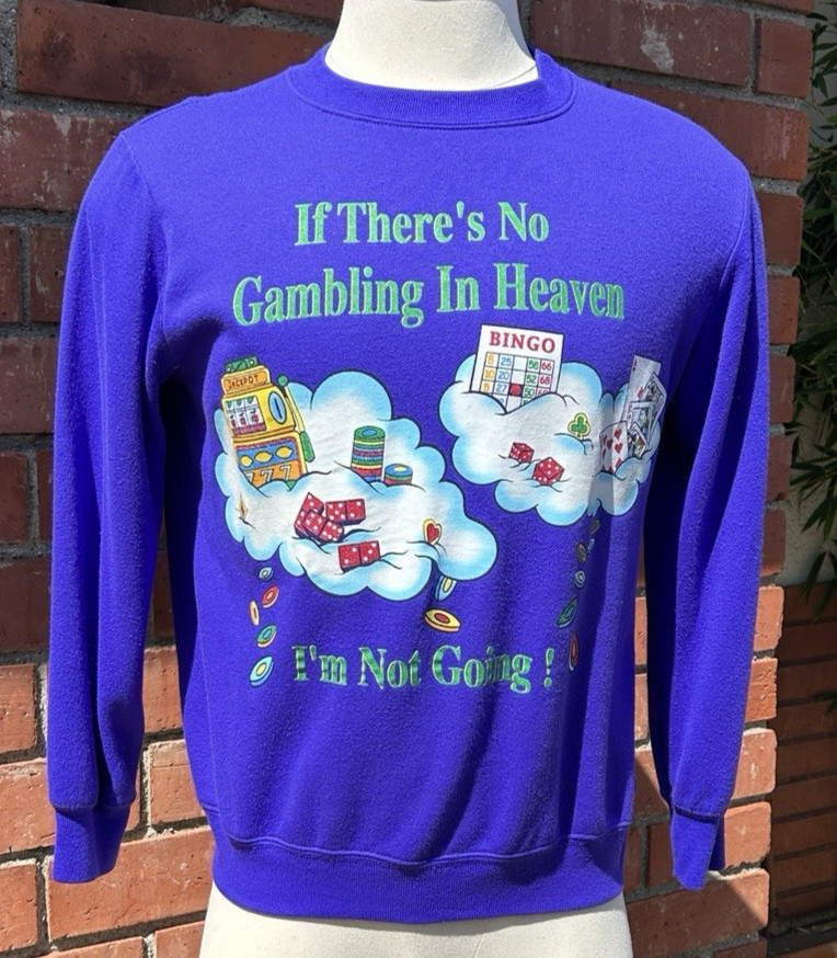Vintage Gambling In Heaven /Bingo Slots /Kitschy Funny Sweatshirt Women&rsquo;s Size M