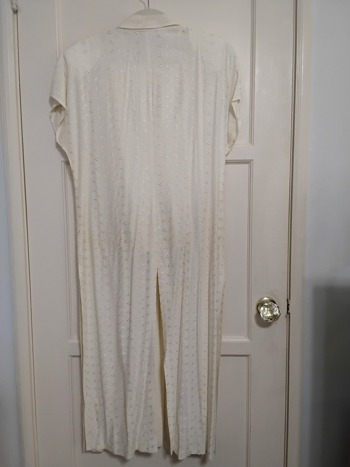 Vintage Wild Rose Cream Pant Suit Set Eyelet Duster 1990&rsquo;s