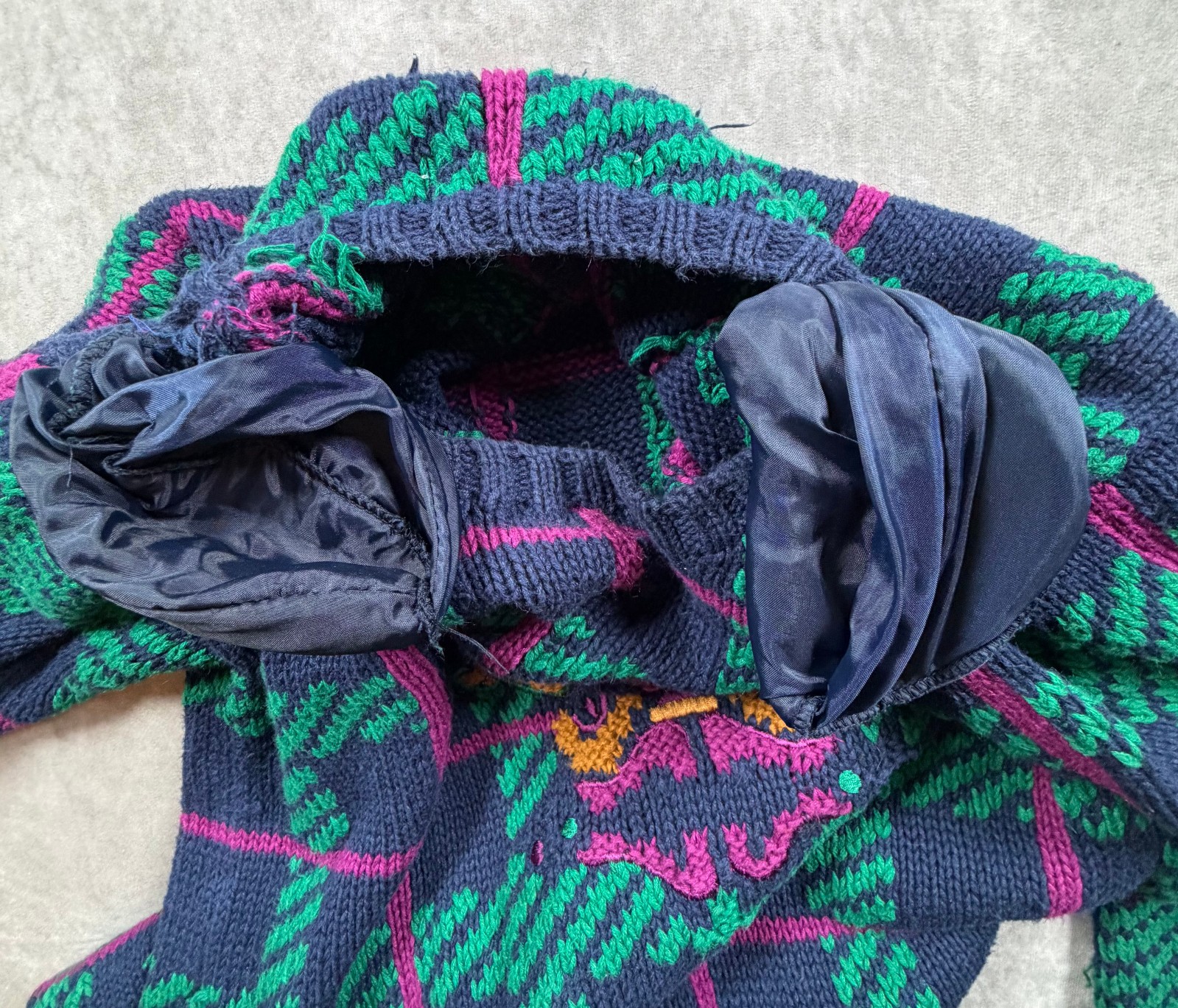 Vtg 90s Jacque & KoKo Plaid Crest Sweater 14/16 Ramie Cotton