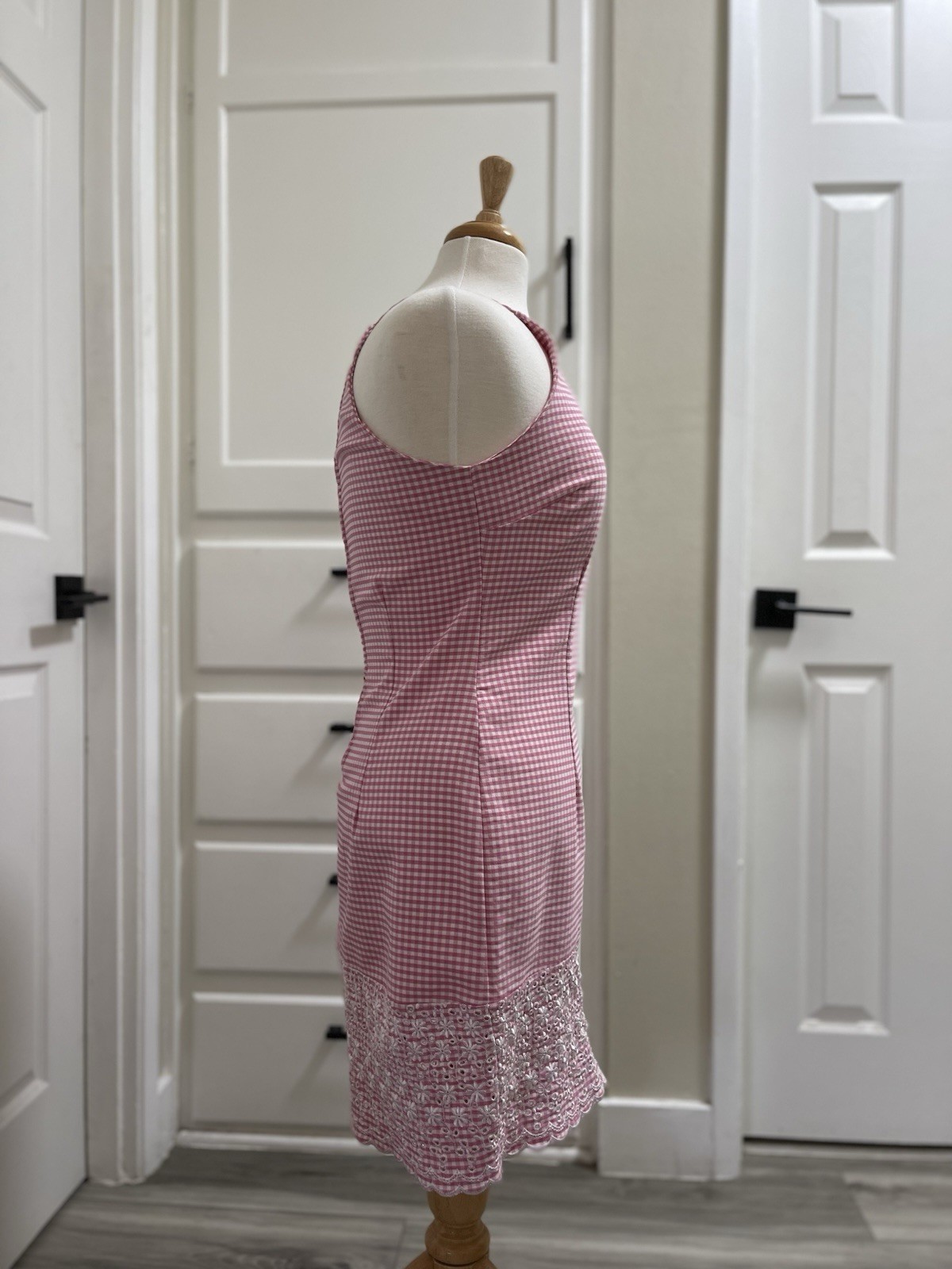 Vintage 90s California Concepts Gingham Sun Dress Size 7 Pink Y2K