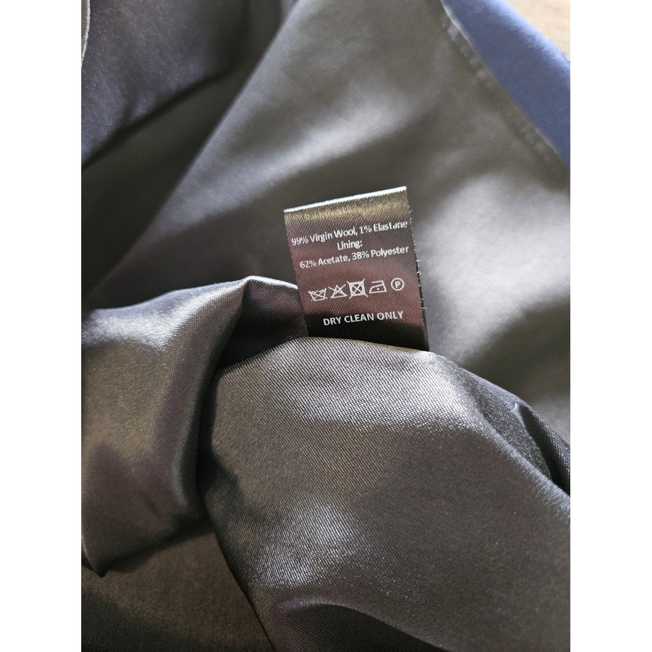 Rare THE FOLD London Virgin Wool Navy Blue w/ Copper Neck Line & Belt Trim Dress