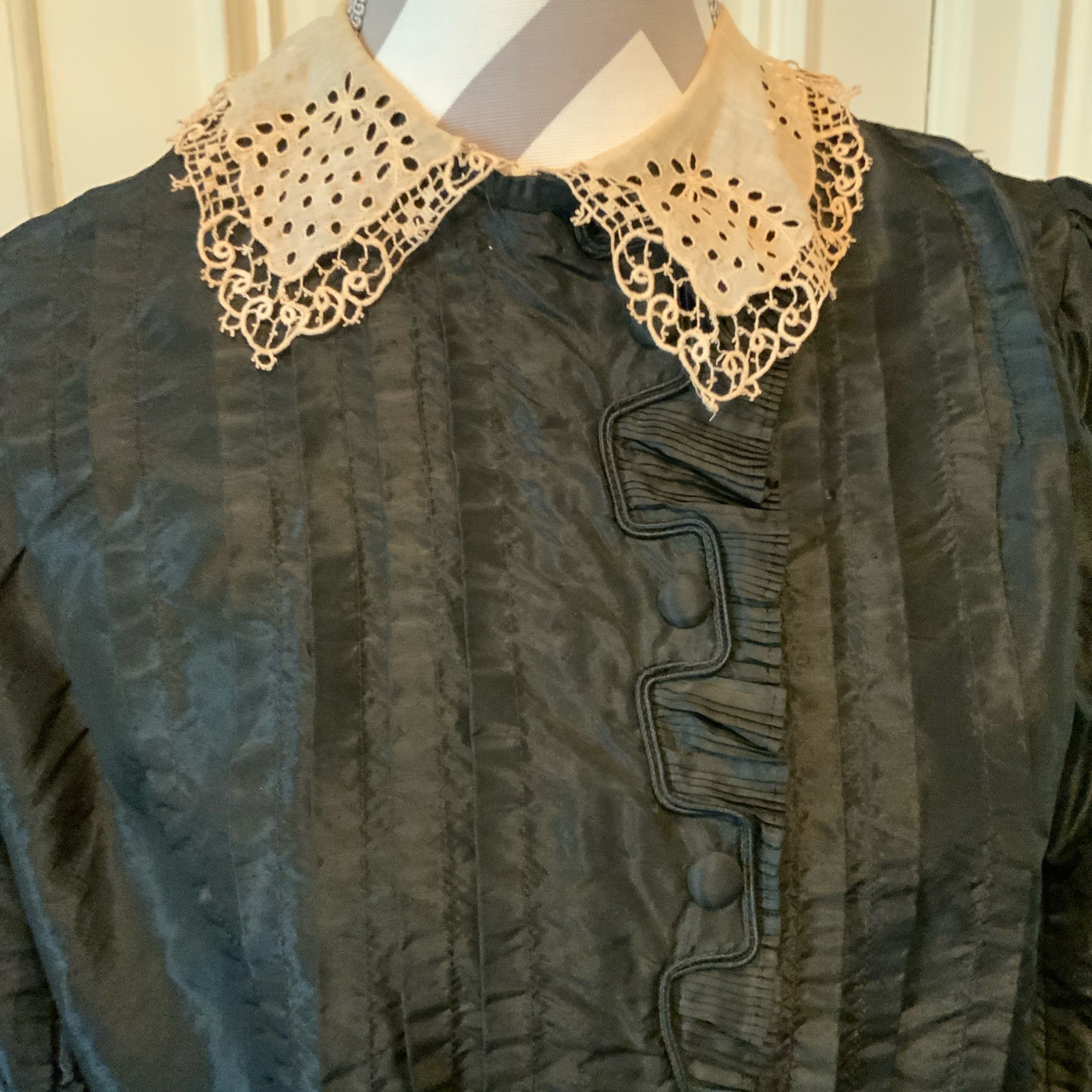 Antique Black TAFFETA WOMENS BLOUSE, 1890 to 1900s Restore SEE Description