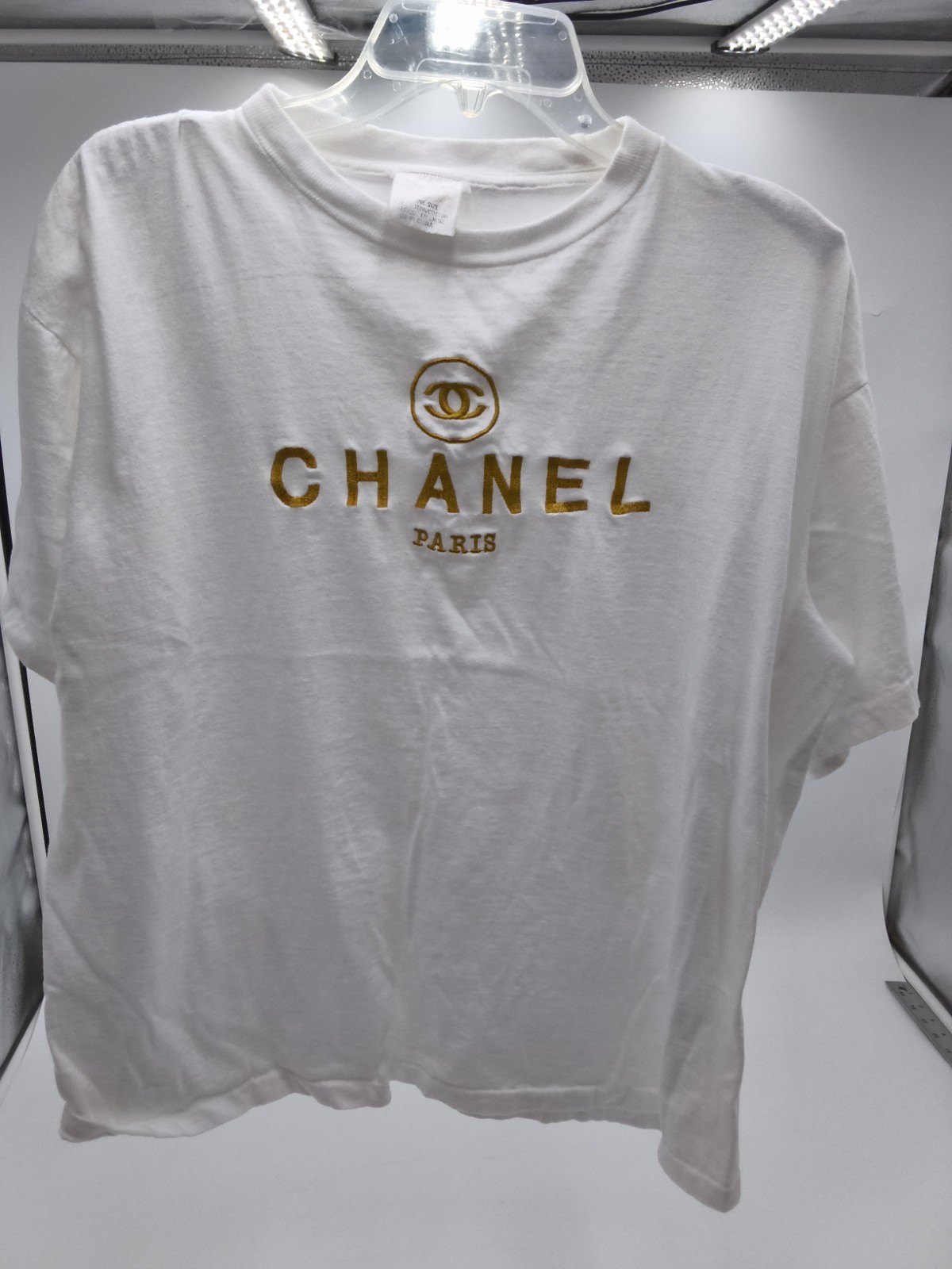 Vintage 90&rsquo;s Embroidered « Chanel Paris » Lettering & Logo Tshirt By Nice Days