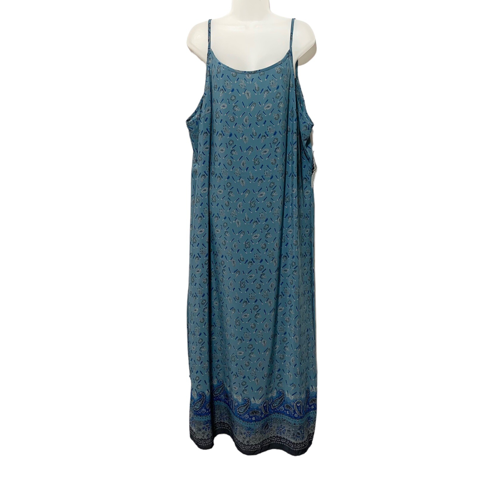 Vintage California Concepts Slip Dress Maxi Blue Floral Paisley Size 22 NWT