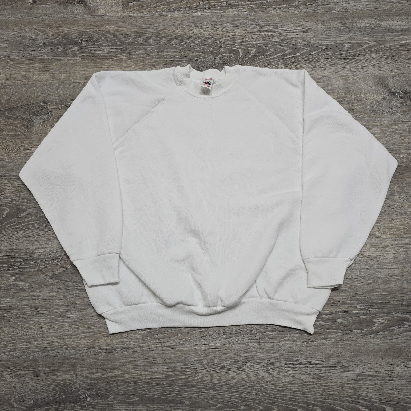 Vintage Ladies Fruit Of The Loom Blank White Sweatshirt USA Made XL Raglan 90s