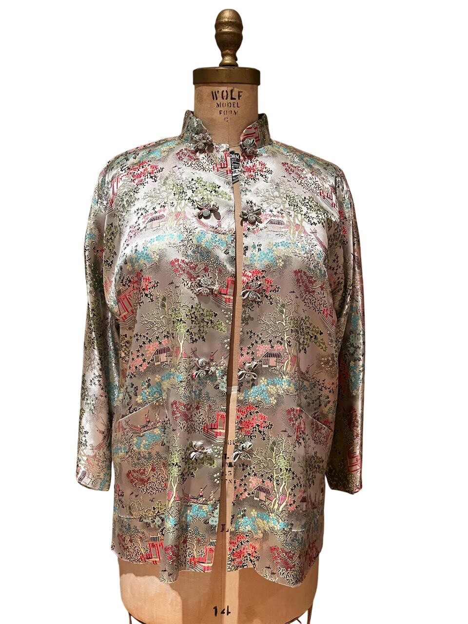 Vintage Peony Brand Rayon Chinese Evening Coat