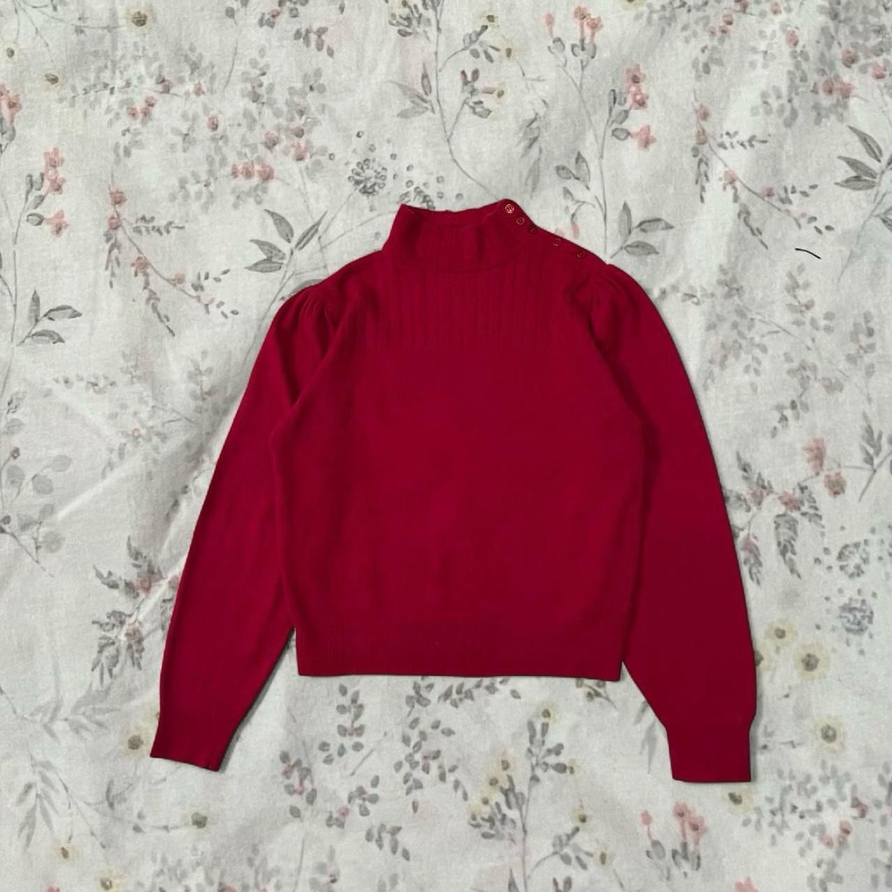 Vintage 80s Hudsons Sweater Wool Angora Mock Neck Subtle Leg O Mutton Sleeves