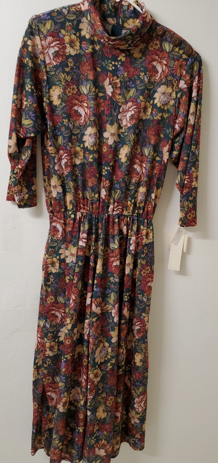 Stuart Alan Vintage Women&rsquo;s Multicolor Floral Turtle Neck Long Dress SZ 14 (NEW)