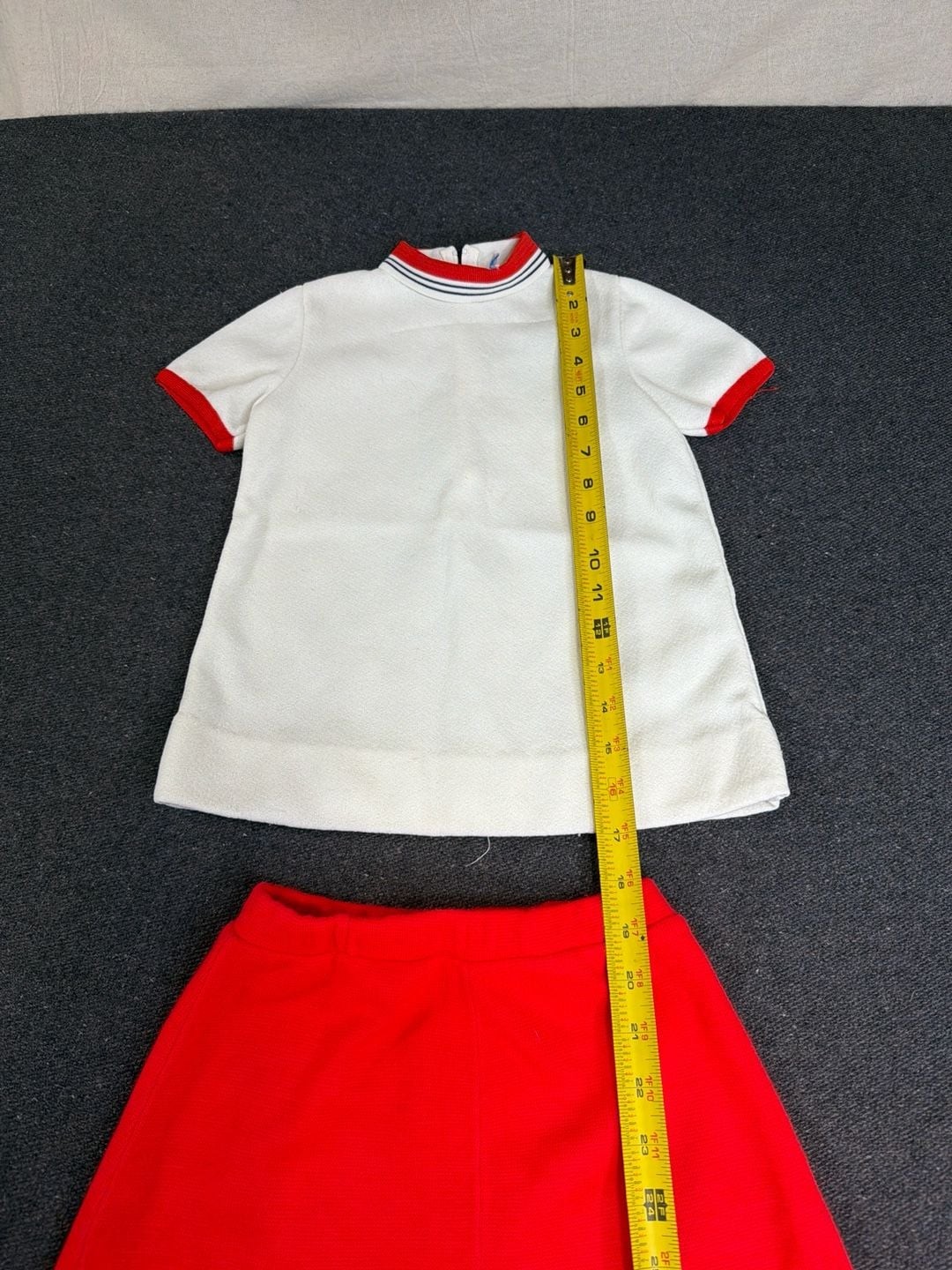 Vintage Biquette Original Red & White Orlon Skirt Set