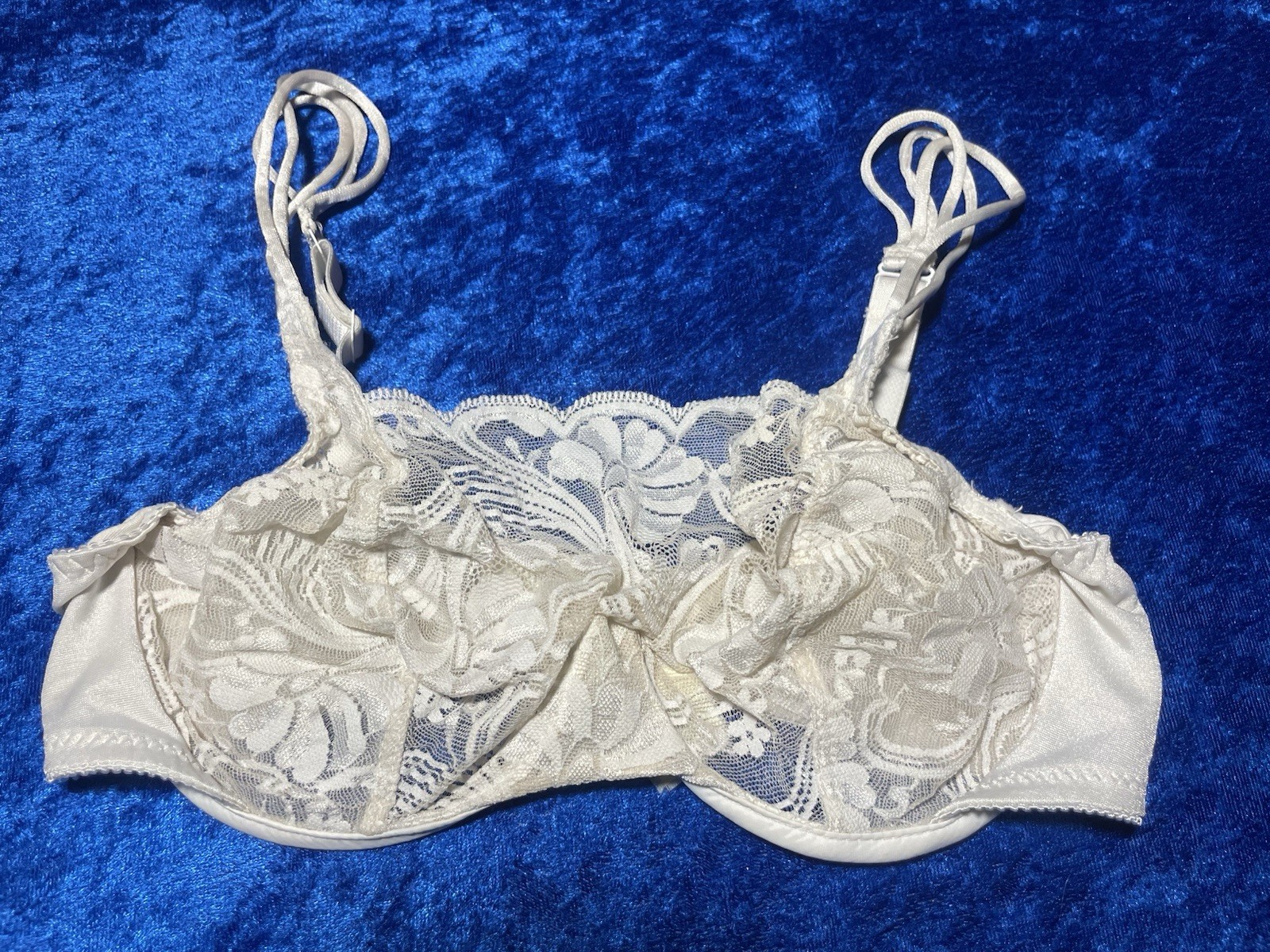 Vintage Special Request Bra 36b White Sheer Lace Underwire Lingerie