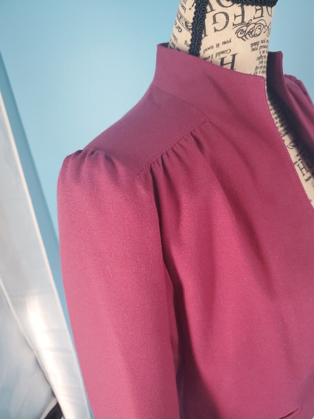 Vintage Wool Blend Blazer Union Lined Cropped Made ILGWU Purple Sz 7/8 USA