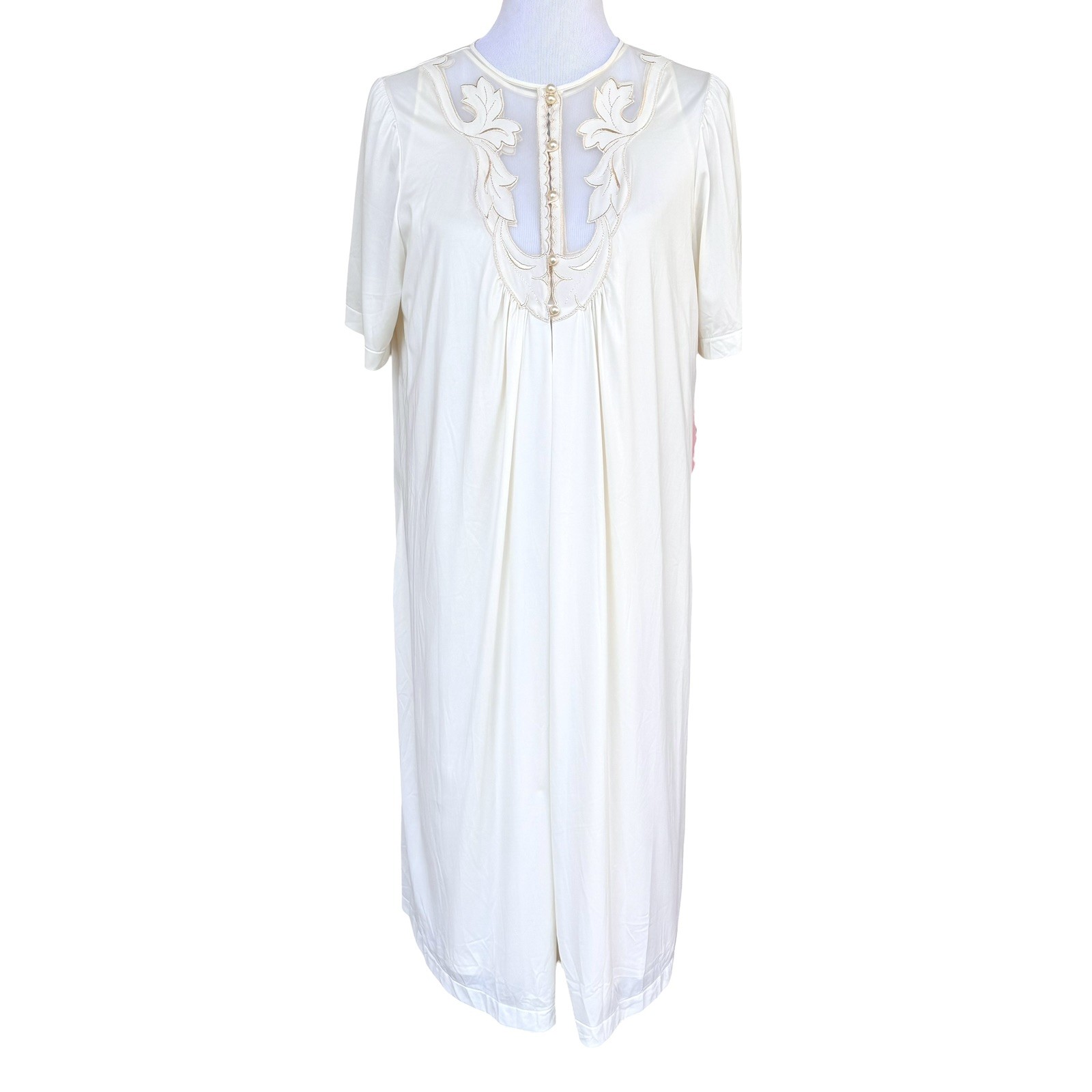 Shadowline Honeymoon Bridal Lingerie 2 Pc Cream Nightgown Peignoir Set Sheer NEW
