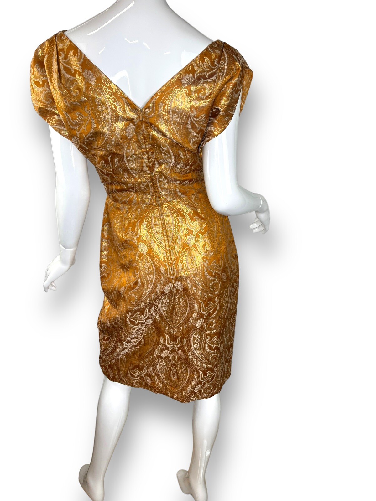 Rare Vintage 1950&rsquo;s Sylvan Rich for Martini Copper Gold Metallic Dress Wiggle