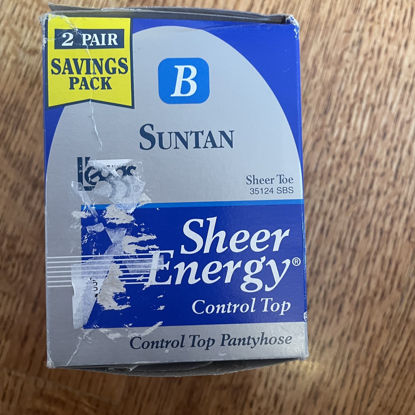 NOS Vintage 1998 2pr Leggs Pantyhose Sheer Energy Control Top Suntan Size B