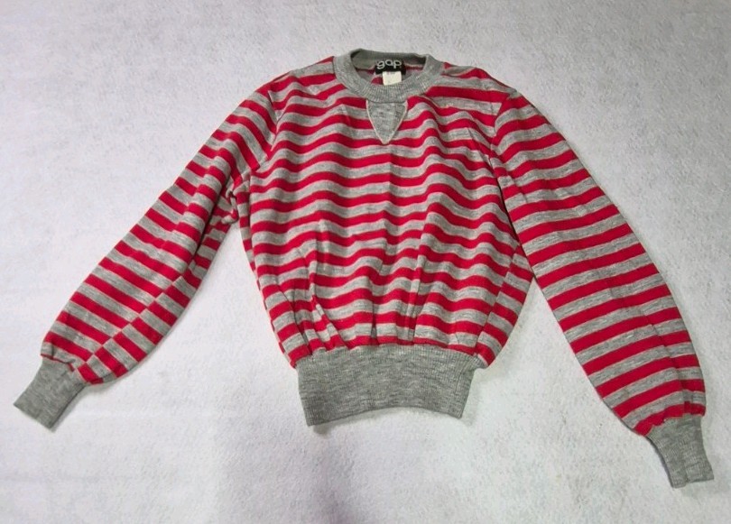 70s/80s The Gap Red And Gray Striped Pullover Sweater Size Small