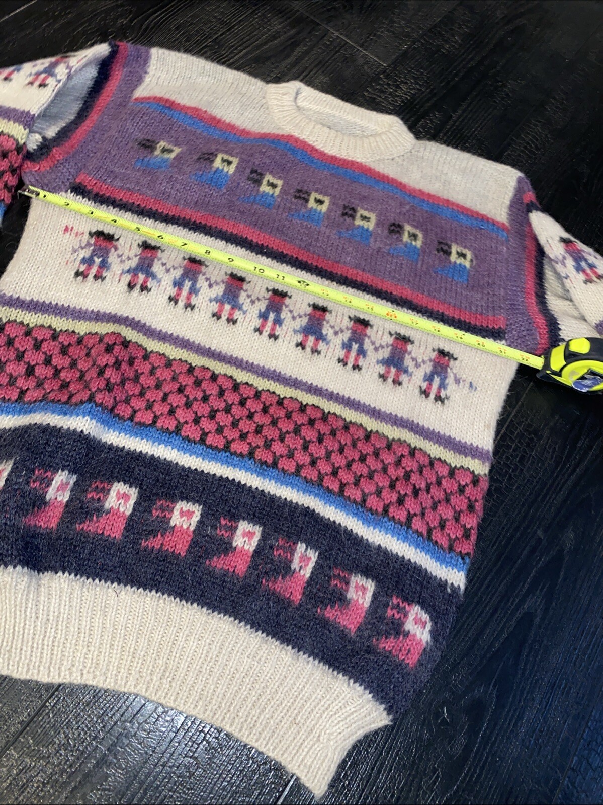 VTG Peruvian Alpaca Folk Hand Knitted Sweater Llama Peru Large Adult Unisex